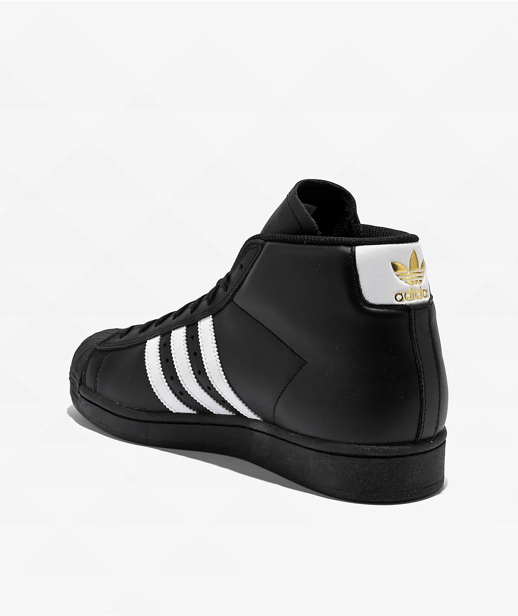 adidas Pro Model ADV Core Black & Crystal White High Top Skate Shoes Product Image