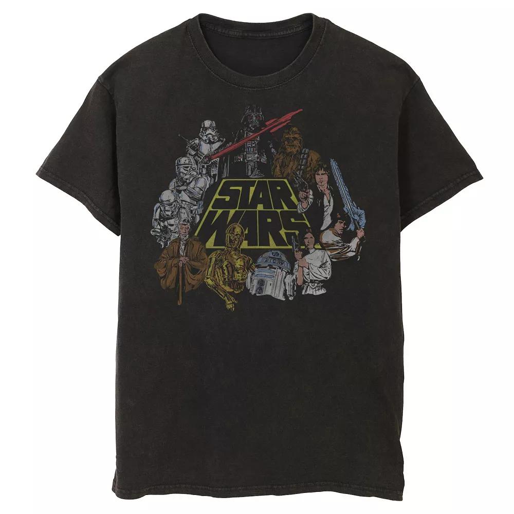 Men's Star Wars Classic Characters Cast Line Art Graphic Tee, Size: Small, Black Product Image