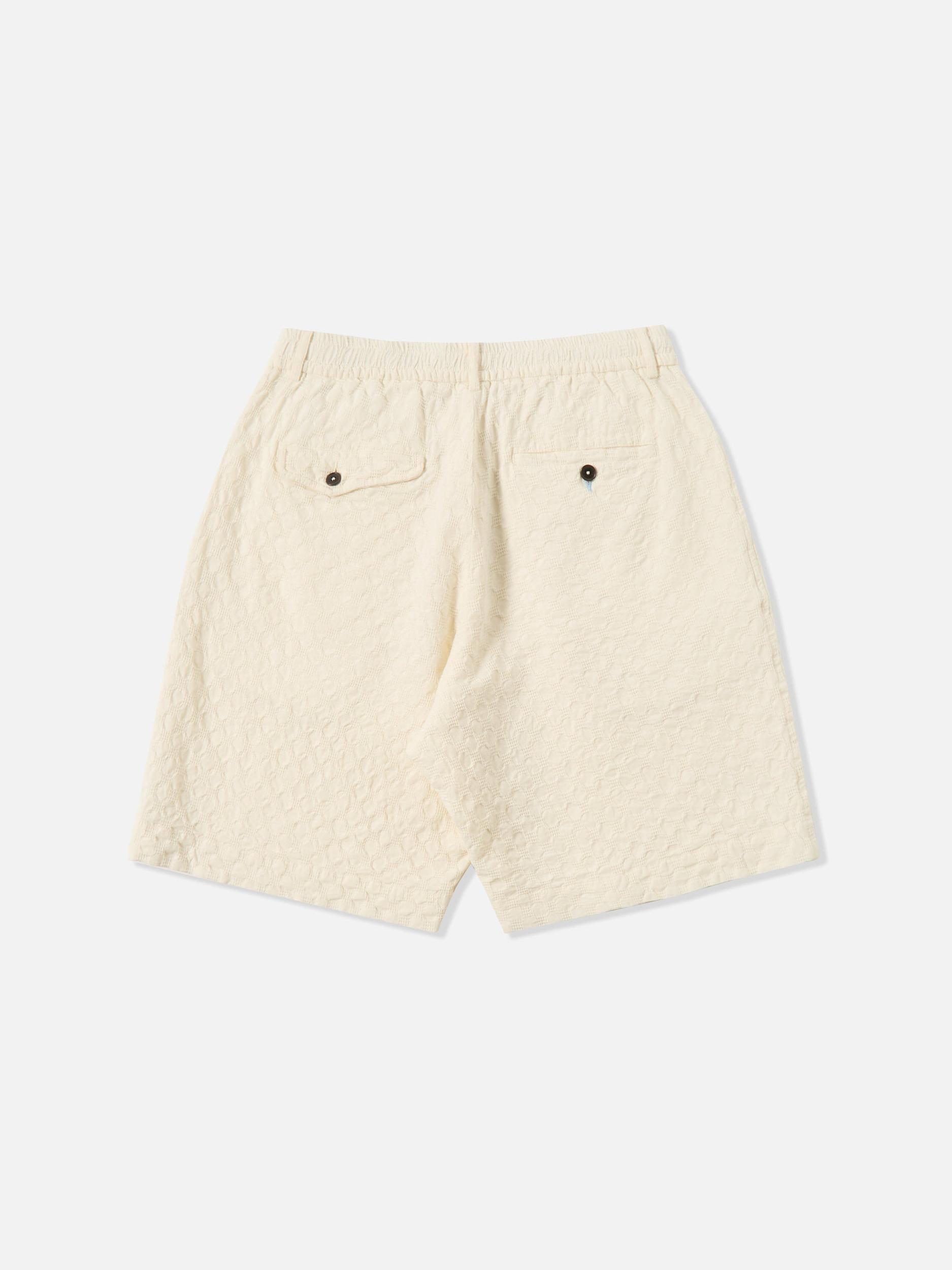 Universal Works Pleated Track Short in Ecru Dot Waffle Product Image