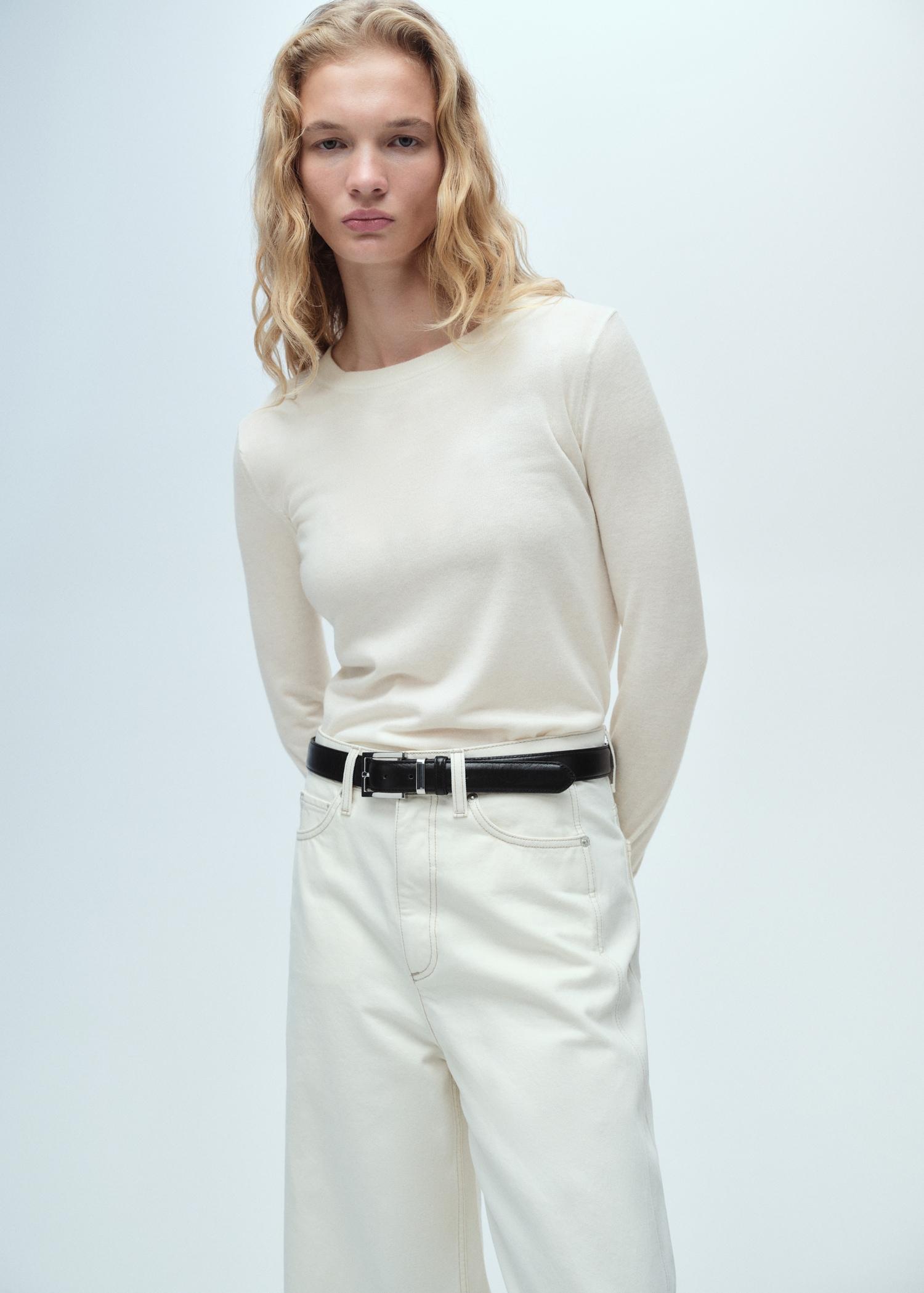 Wool-blend round-neck sweater - Women | MANGO USA Product Image