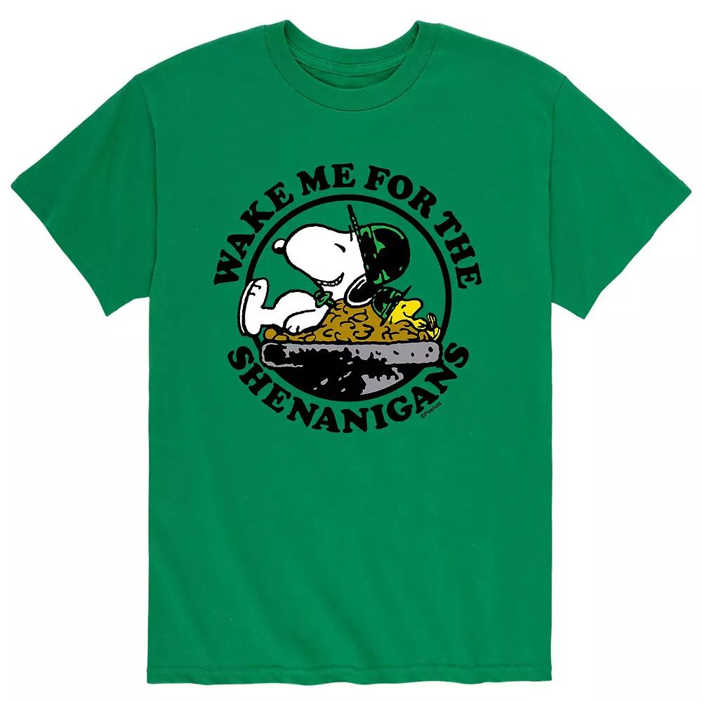 Men's Peanuts Snoopy St. Patrick's Day "Wake Me For The Shenanigans" Tee,  Product Image