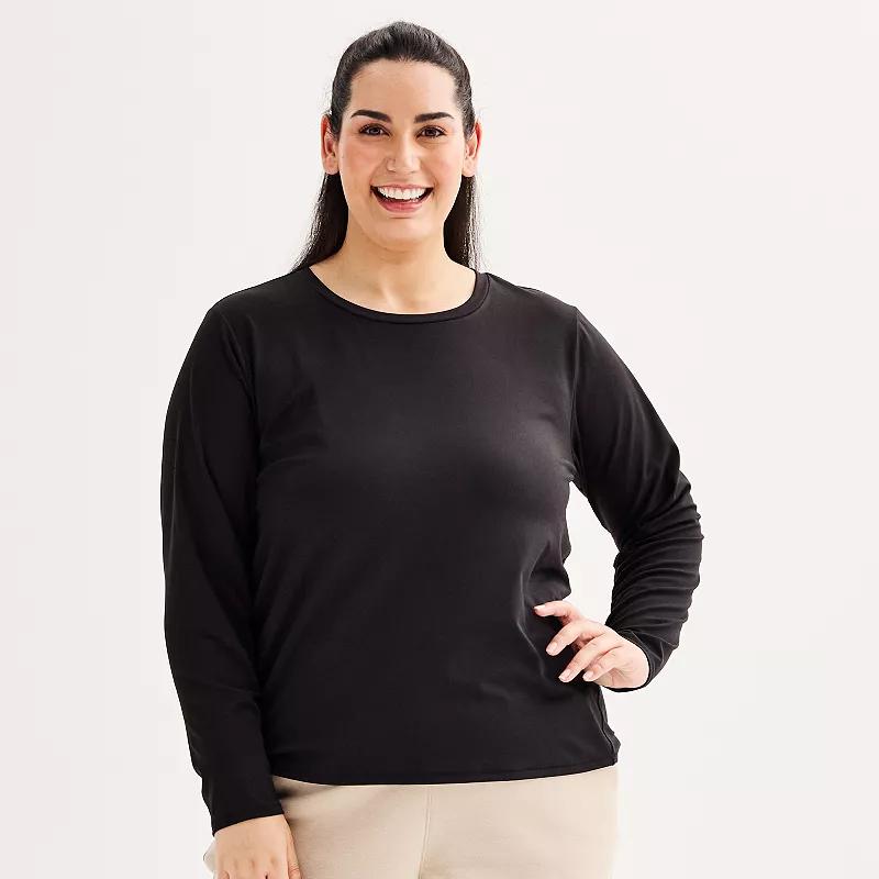 Plus Size Tek Gear® Essential Soft Long Sleeve Tee, Women's, Size: 3XL, Modern White Product Image