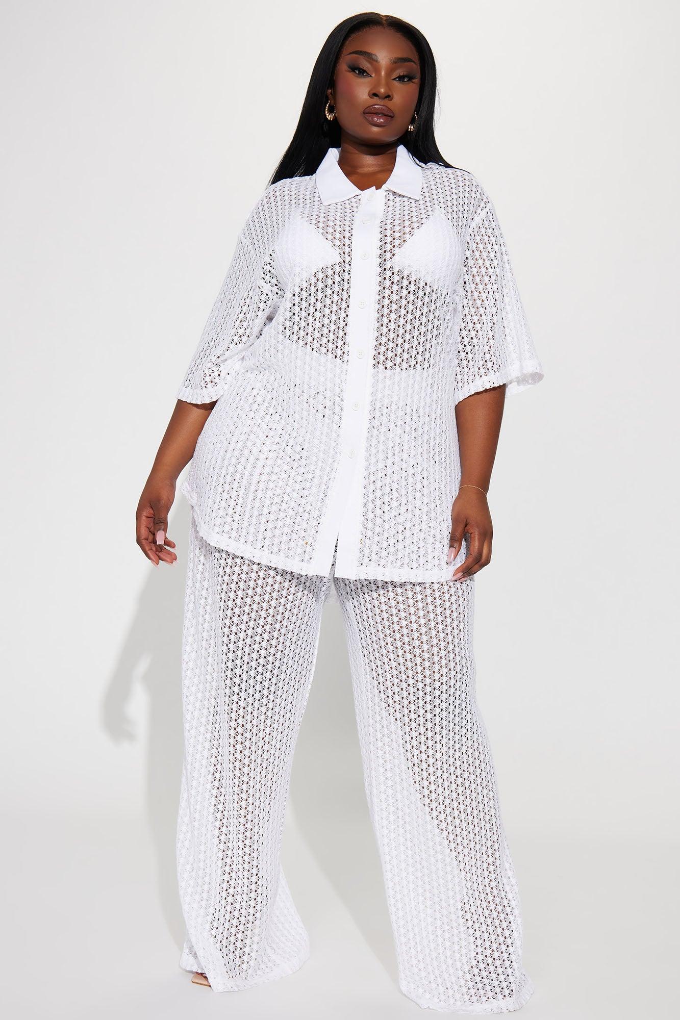 Abby Swim Cover Up Pants - White Product Image