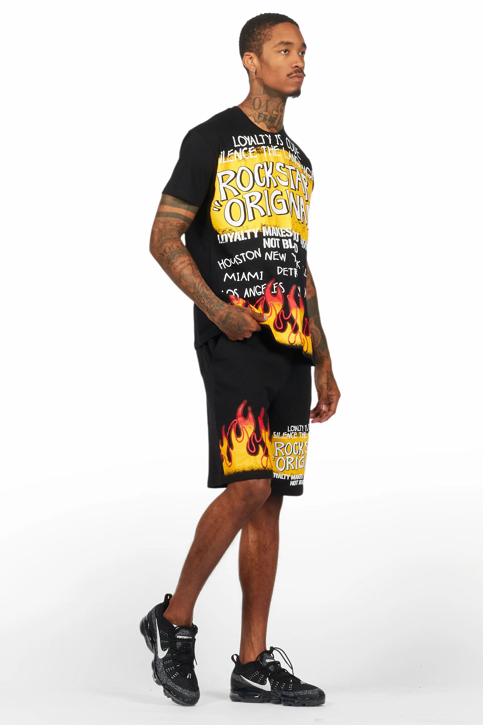 Beno Black Graphic T-Shirt Short Set Male Product Image