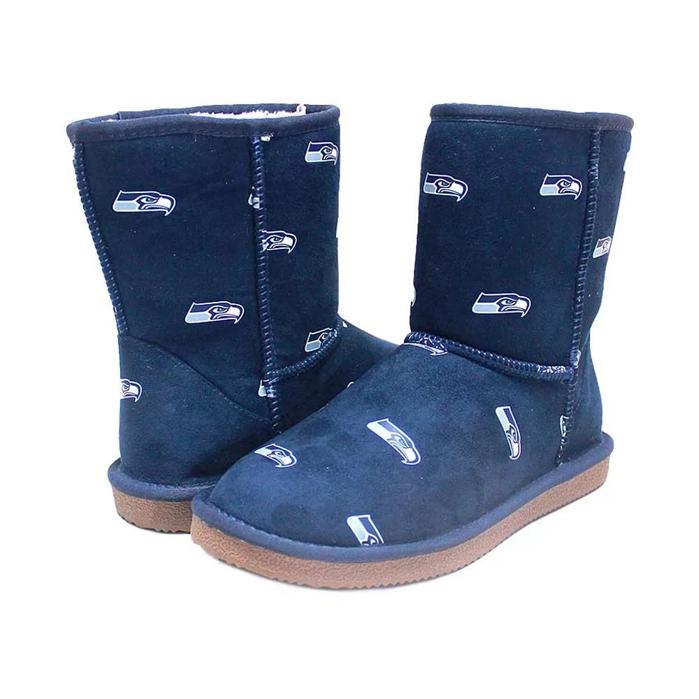 Women's Cuce Navy Seattle Seahawks Allover Logo Boots,  Product Image