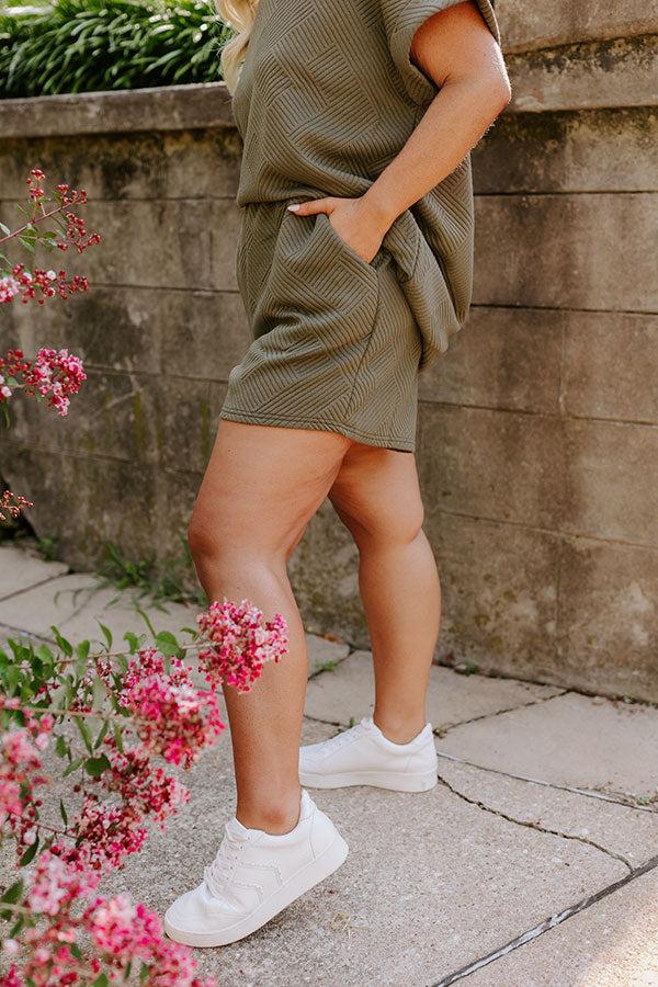 Coffee And Chit Chat High Waist Shorts in Olive Curves Product Image