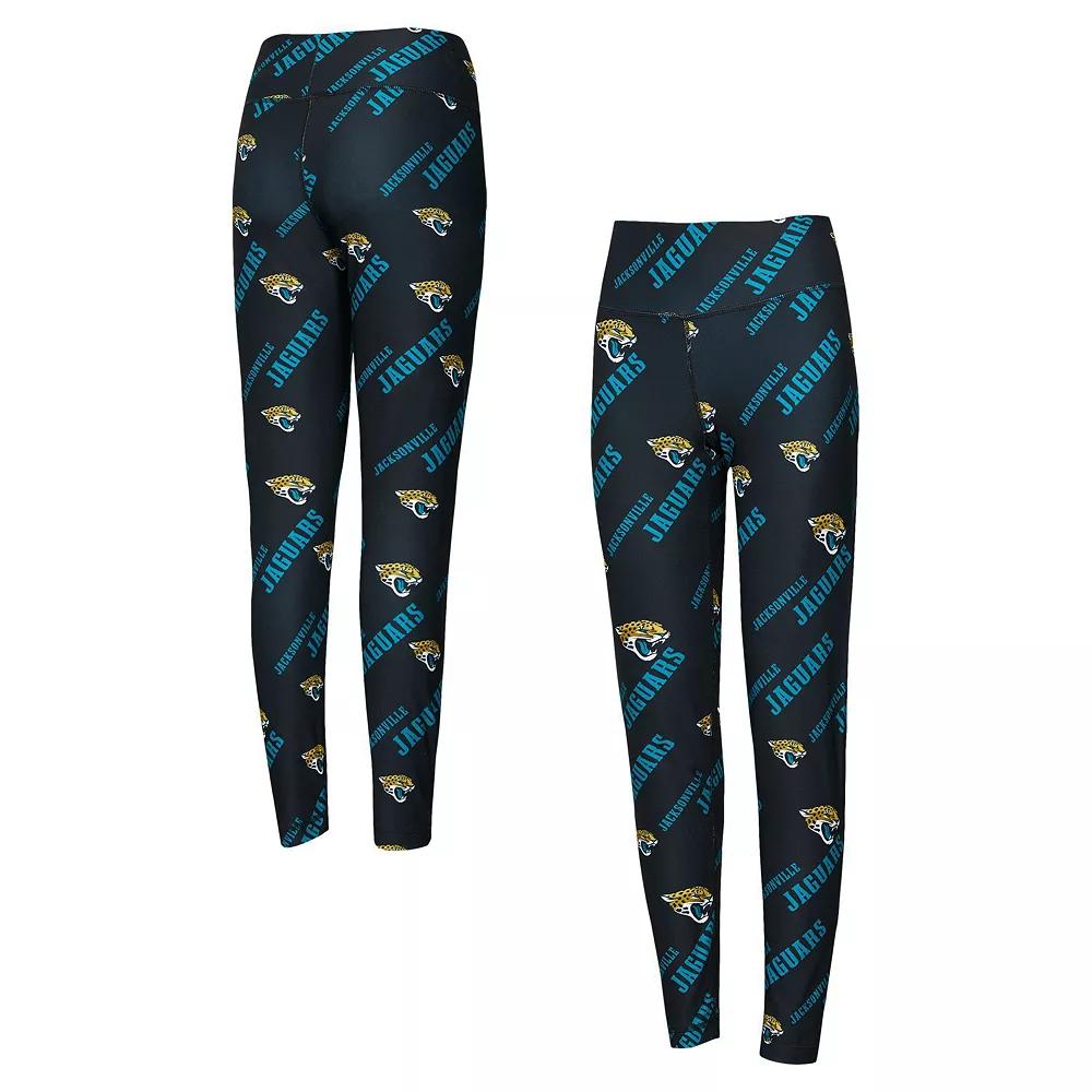 Women's Concepts Sport Black Jacksonville Jaguars Breakthrough Allover Print Knit Leggings,  Product Image