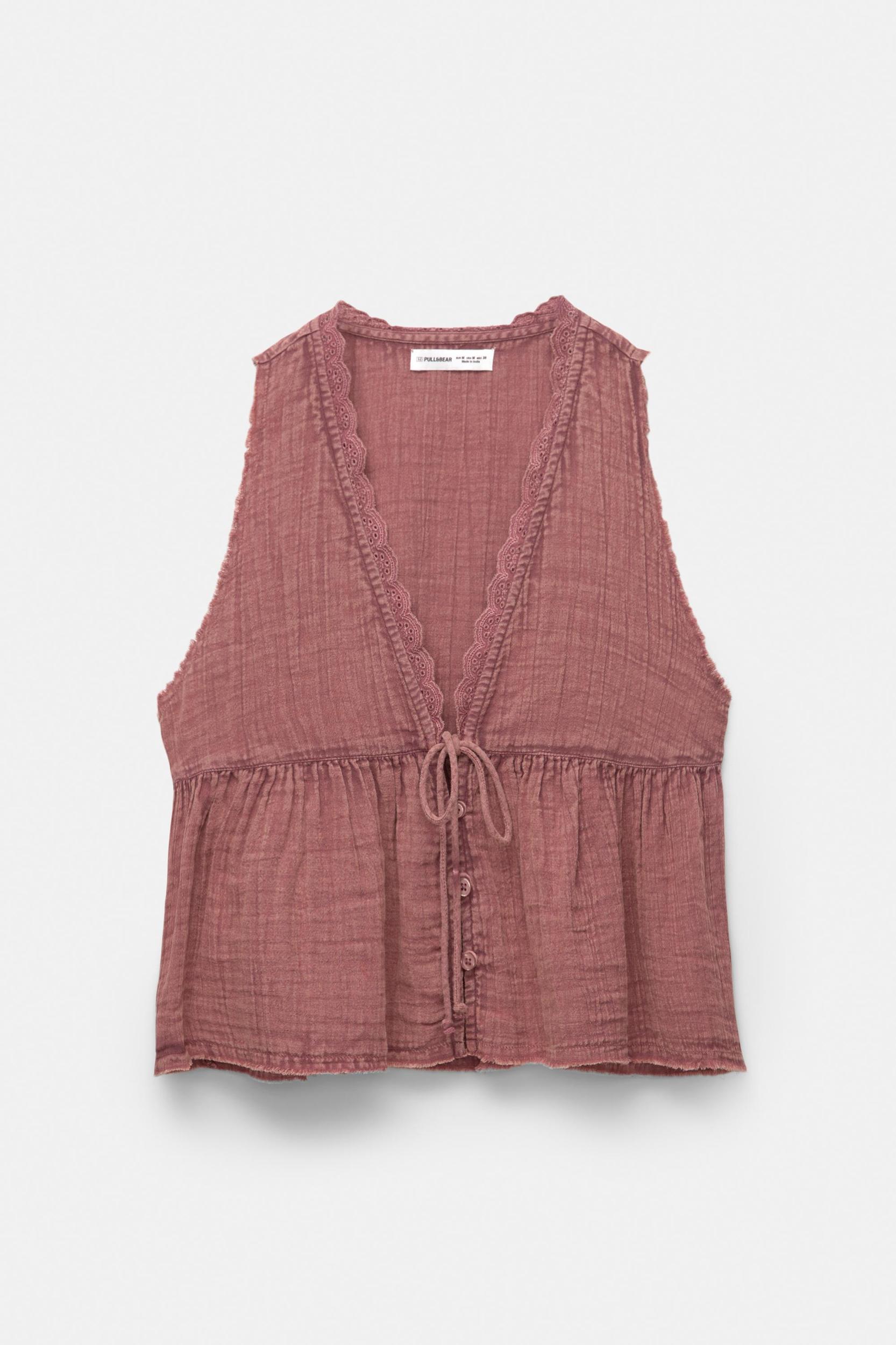 Rustic lace trim top Product Image