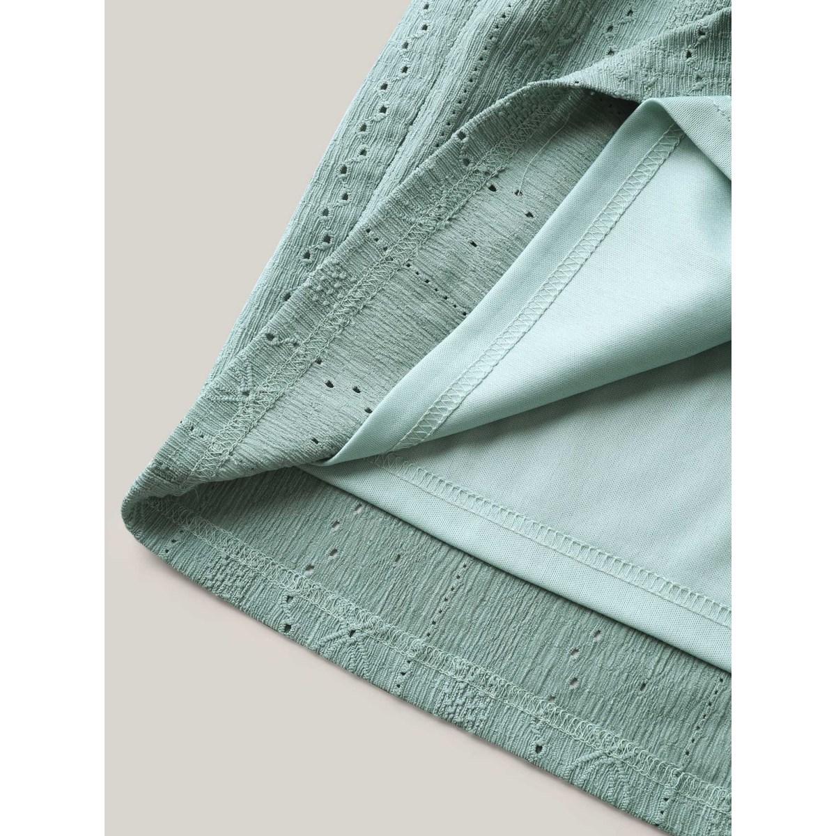 Plus Size Eyelet Trim Textured Breezy Shorts Women Greenbean Casual Texture Straight Leg Casual Shorts BloomChic 22-24/3X Product Image