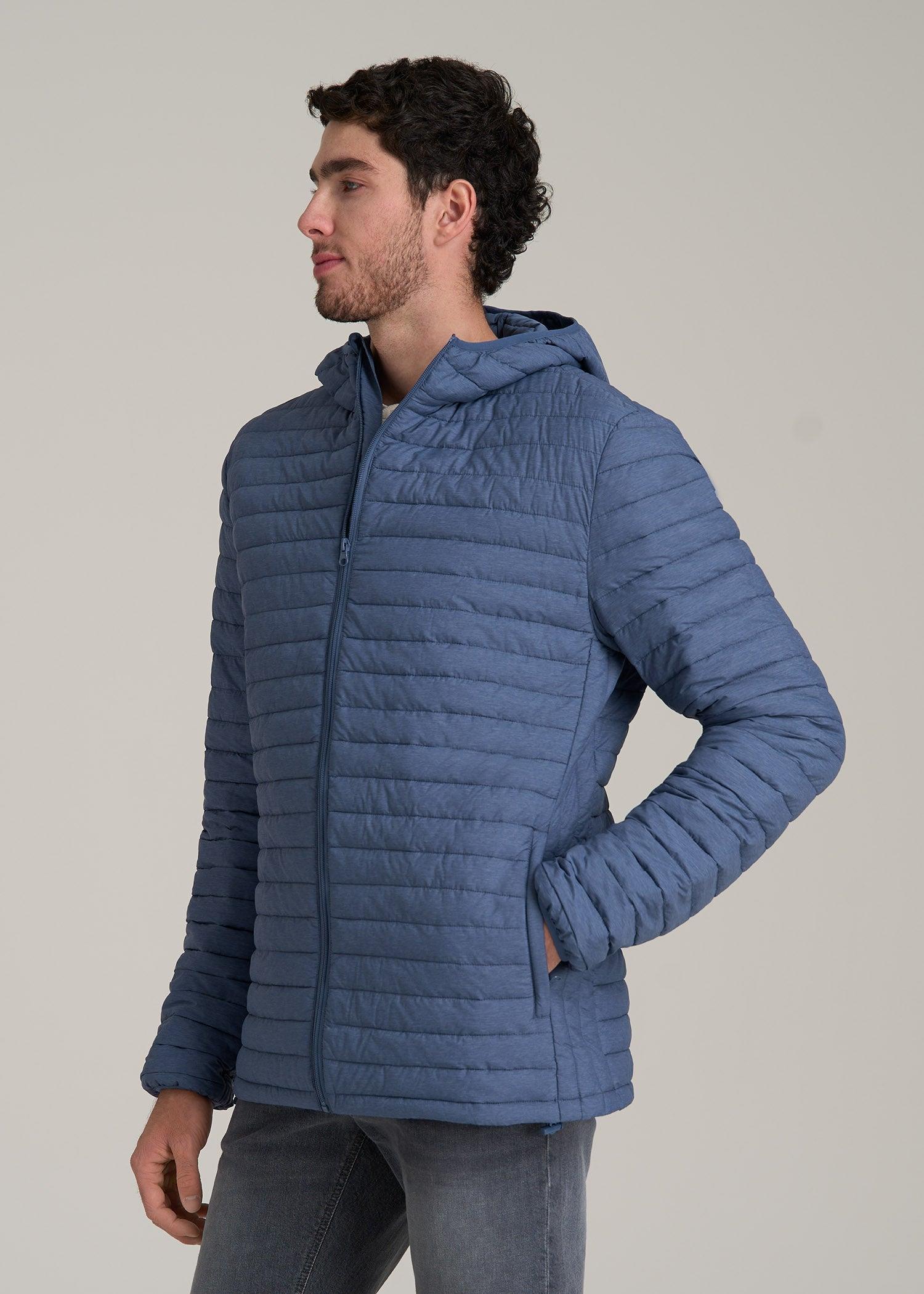 Packable Puffer Jacket for Tall Men in Steel Blue Male Product Image