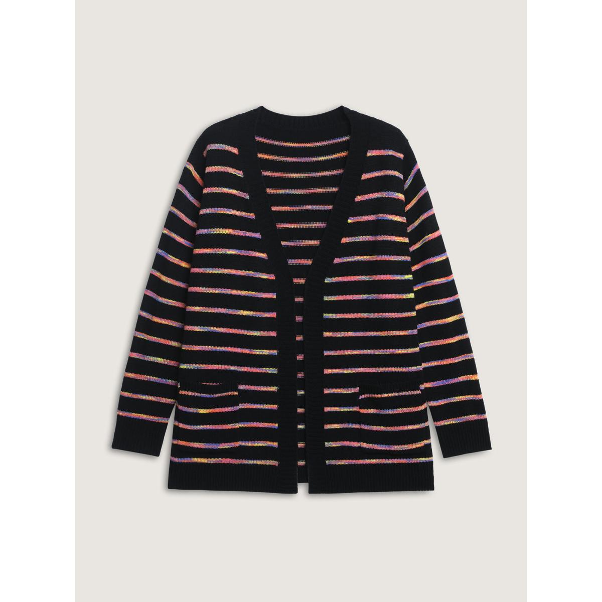 Plus Size Color Gradient Heather Pockets Knit Cardigan Black Women Playful Loose Long Sleeve Casual Cardigans BloomChic 10/M Product Image