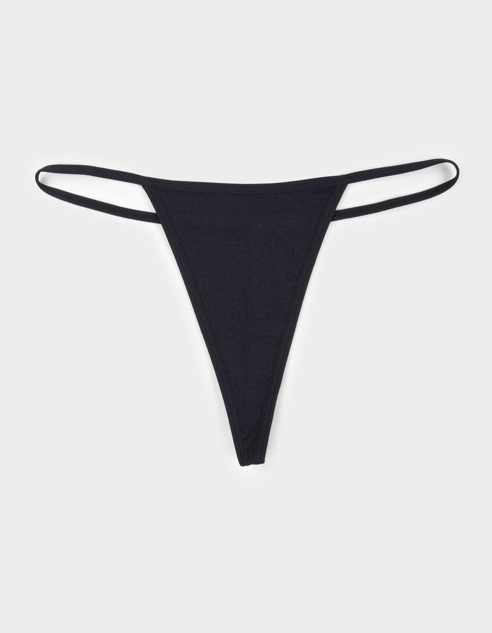 FULL TILT Seamless Rib Thong - BLACK Product Image