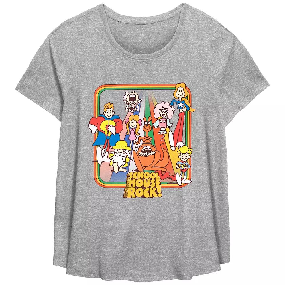 Disney's Schoolhouse Rock! Rainbow Road Walk Plus Size Flowy Graphic Tee, Women's, Size: 5XL, Grey Gray Product Image
