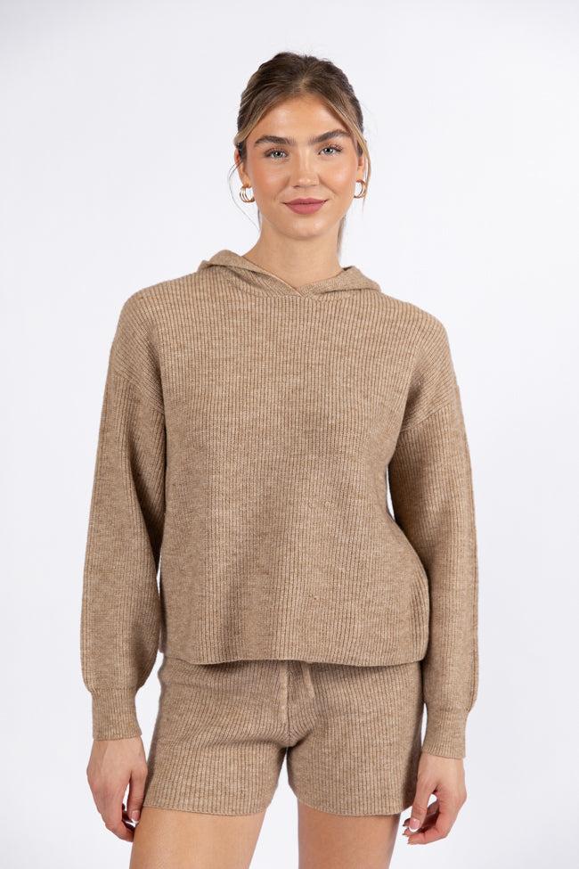 Cloud Chaser Mocha Sweater Knit Hoodie FINAL SALE Product Image