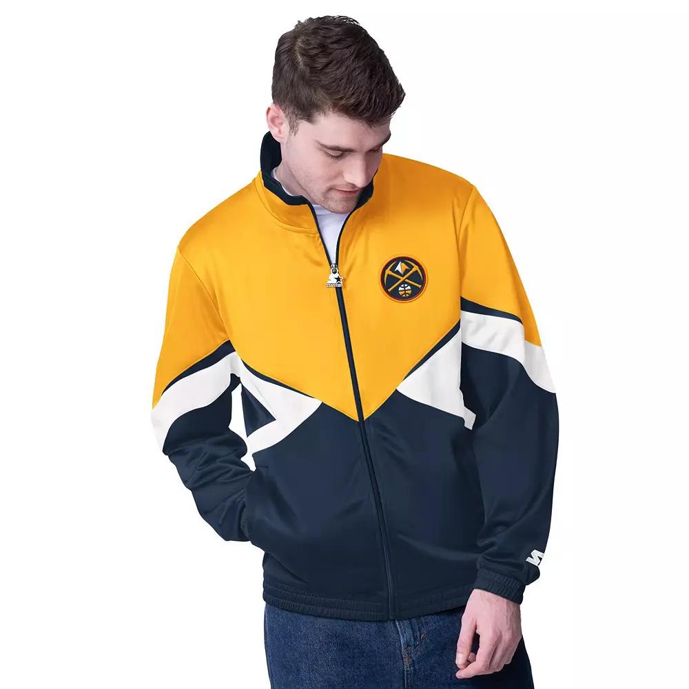 Men's Starter Gold/Navy Denver Nuggets Rush Applique Full-Zip Track Jacket, Size: 2XL, Nug Gold Product Image