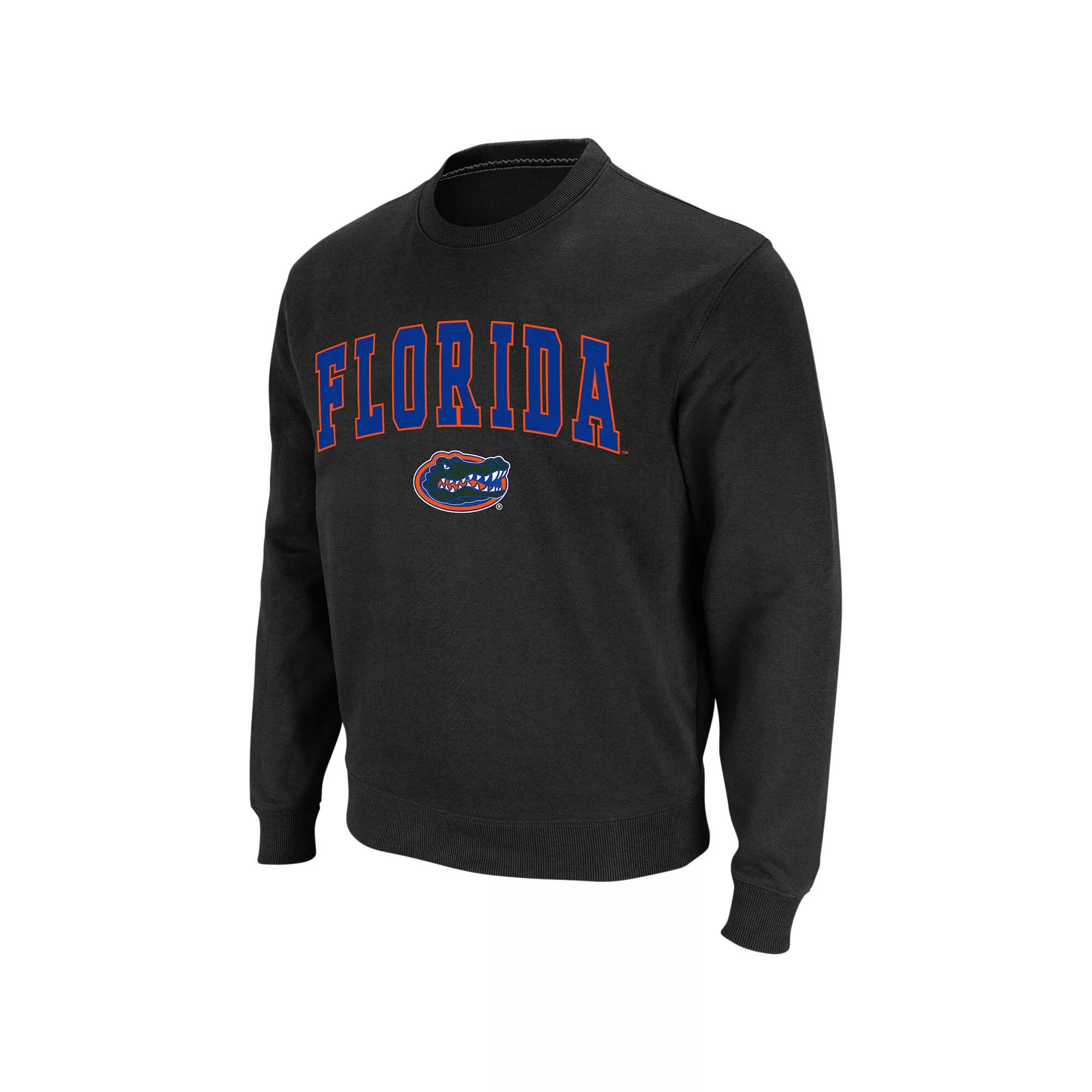 Men's Colosseum Royal Kansas Jayhawks Arch & Logo Crew Neck Sweatshirt,  Product Image
