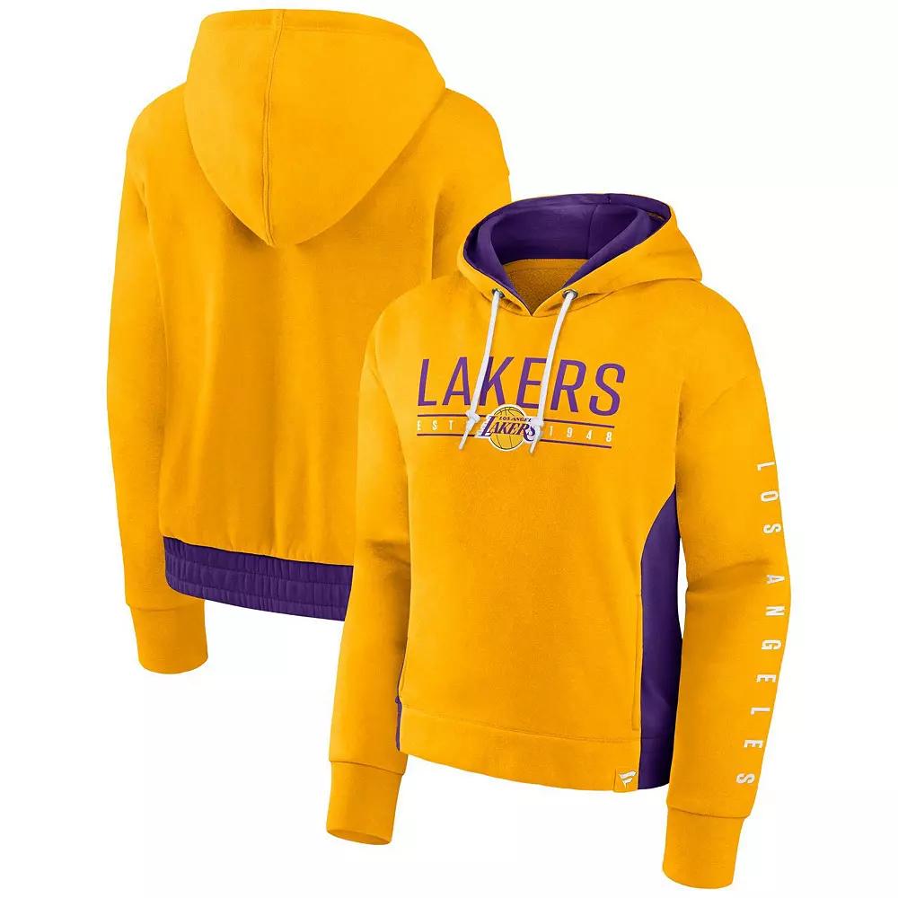 Women's Fanatics Branded Gold Los Angeles Lakers Iconic Halftime Colorblock Pullover Hoodie,  Product Image