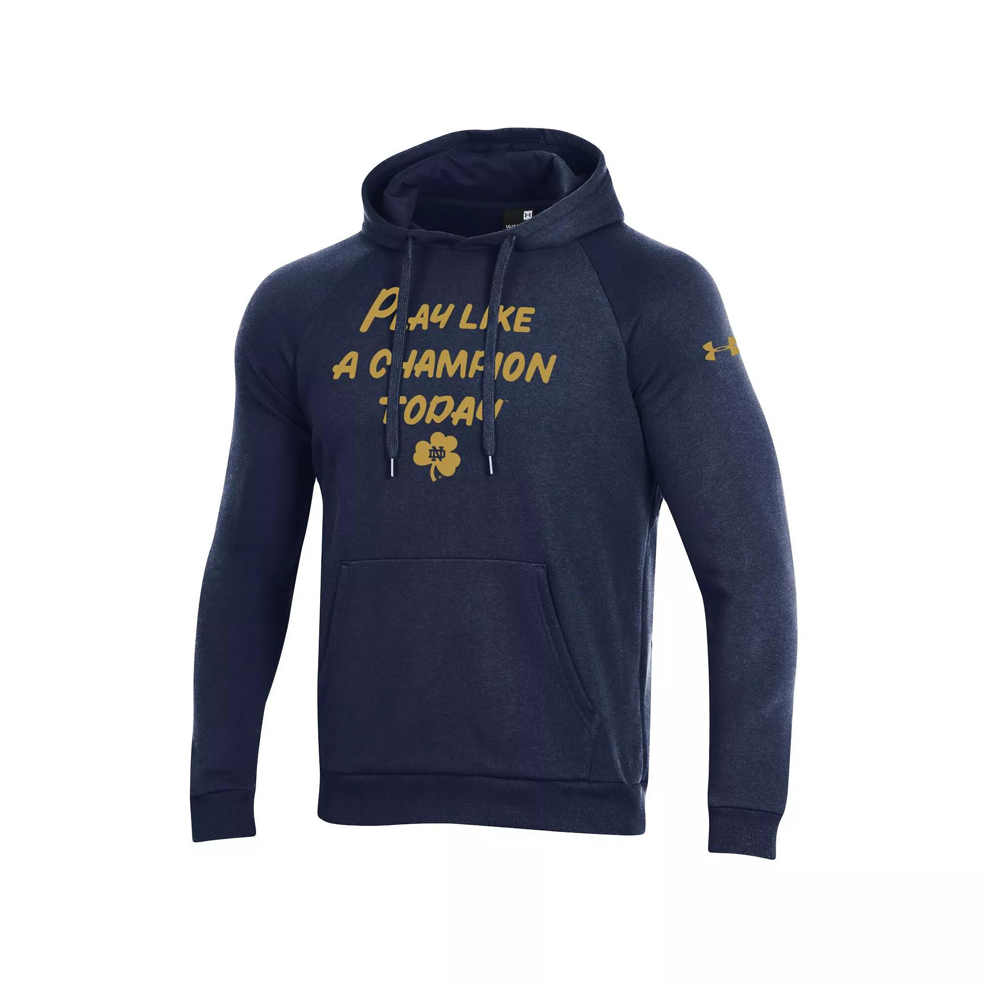 Men's Under Armour Navy Notre Dame Fighting Irish Play Like A Champion Today All Day Raglan Fleece Hoodie,  Product Image