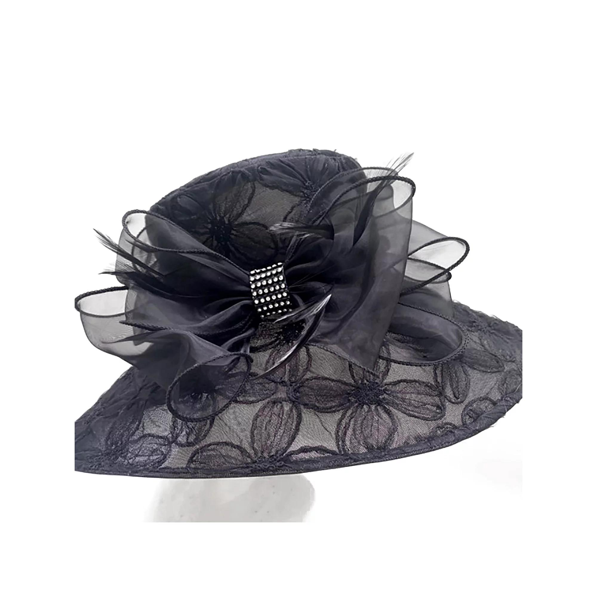 Women's Bellisima Textured Floral Downbrim Hat, Black Product Image