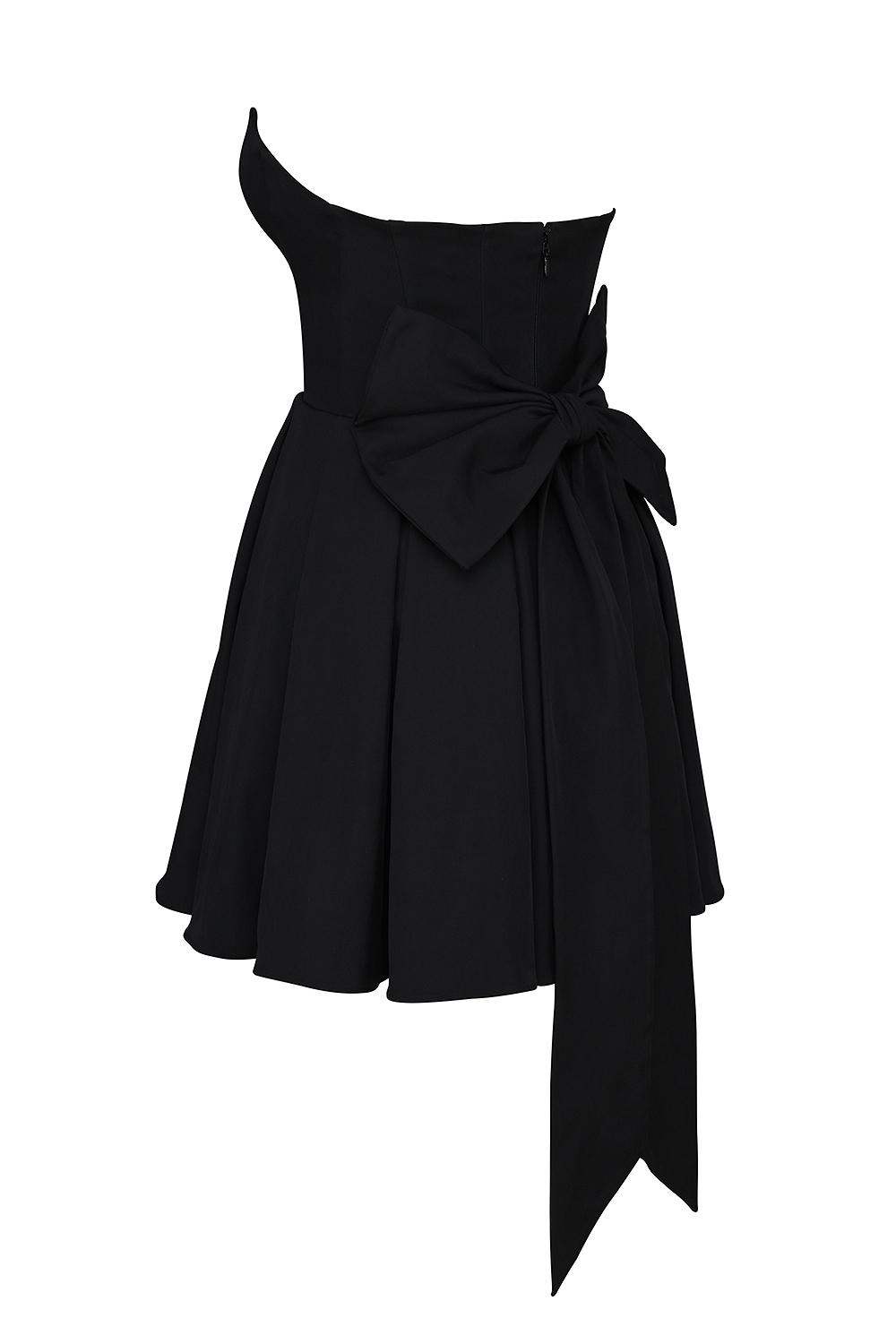 Emmanuela  black strapless detachable bow mini dress Product Image