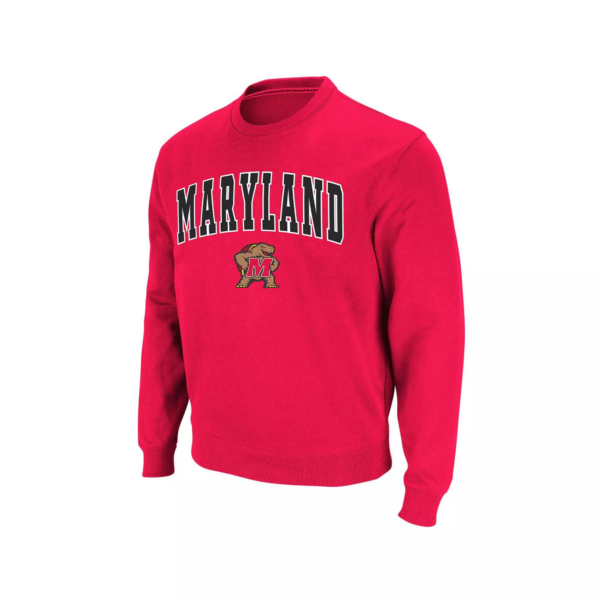 Men's Colosseum Red Maryland Terrapins Arch & Logo Crew Neck Sweatshirt,  Product Image