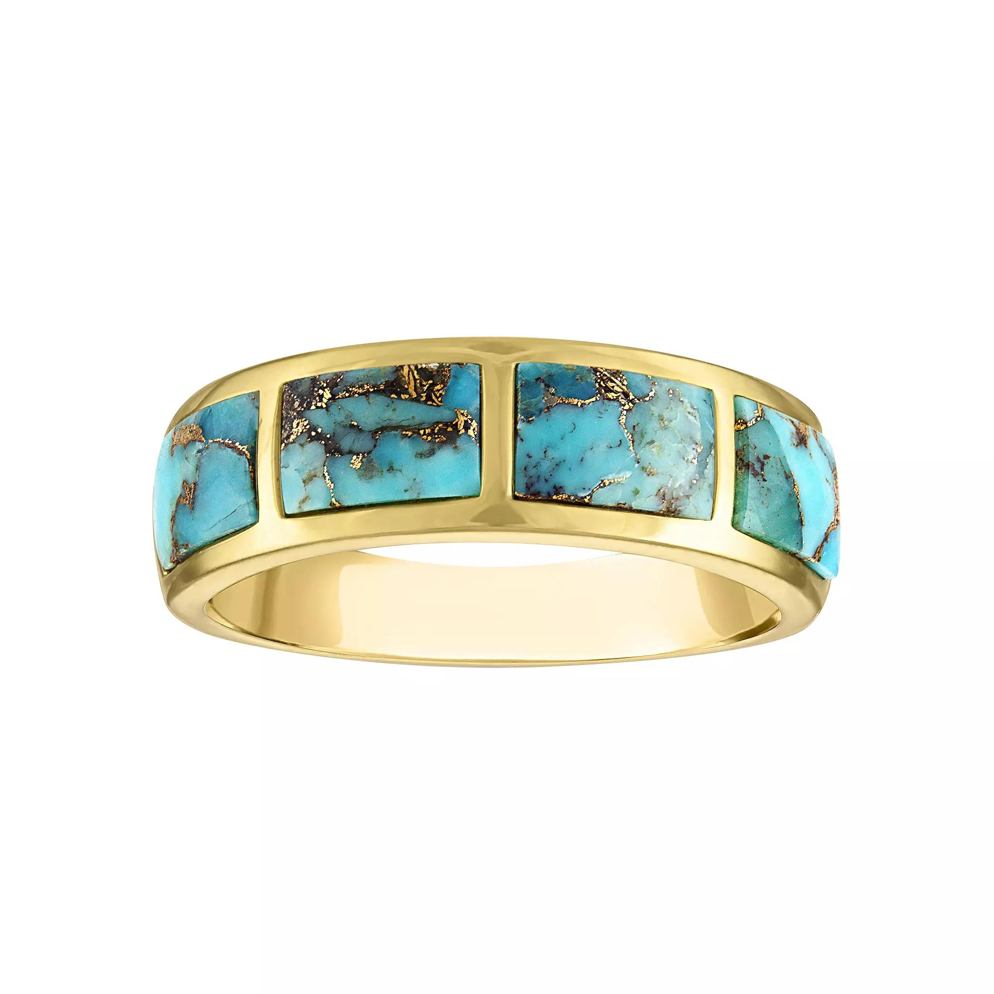 Designs by Gioelli Gold Over Sterling Silver 1 1/2 Carat Copper Turquoise Ring, Women's, Size: 8, Gold Tone Product Image