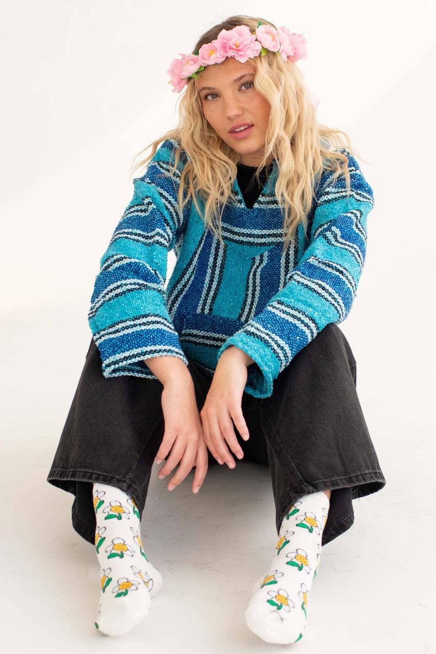 Lightweight Bright Blue Baja Hoodie Product Image