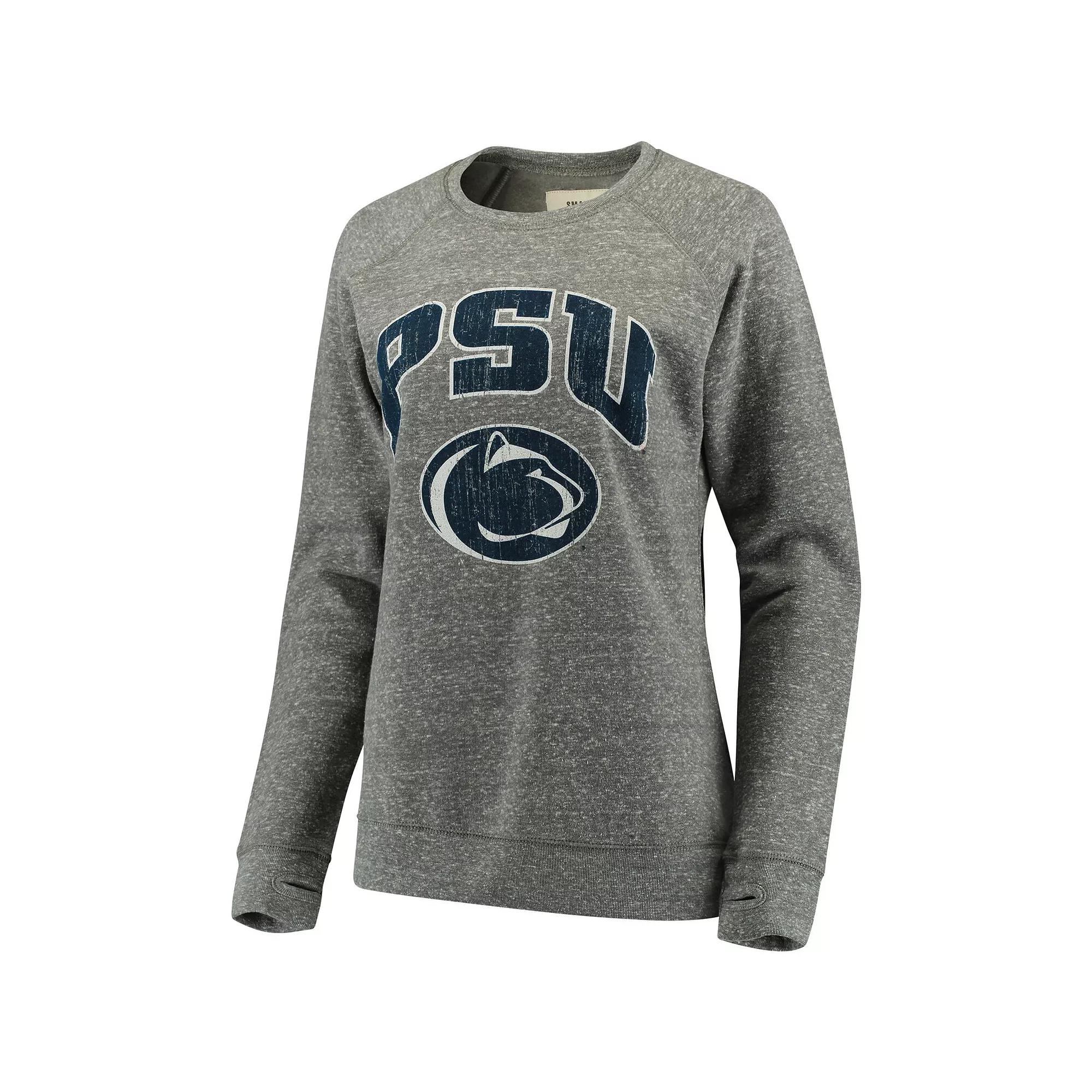 Womens Pressbox Heathered Gray Penn State Nittany Lions Edith Vintage Knobi Pullover Sweatshirt Product Image