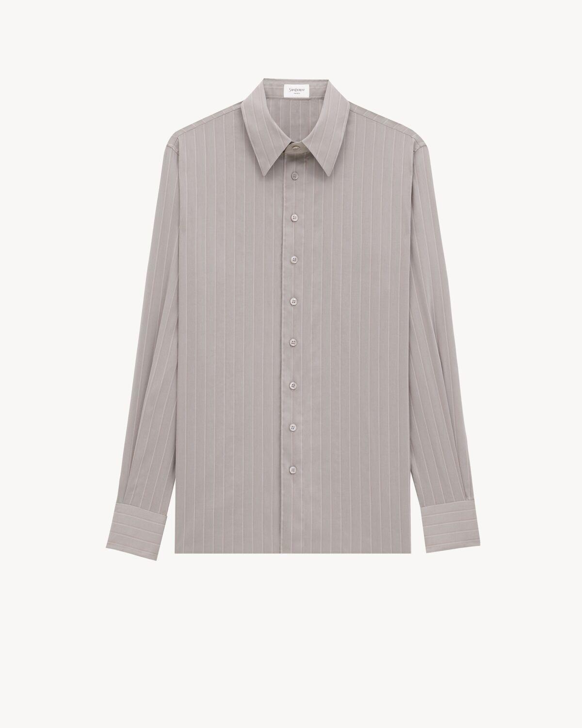 shirt in striped cotton and silk voile Product Image