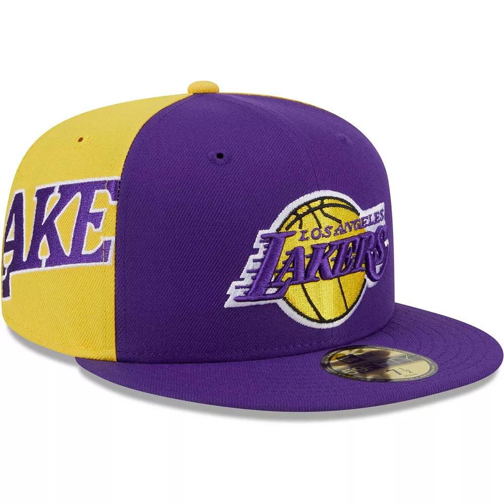 Men's New Era Purple/Gold Los Angeles Lakers Gameday Wordmark 59FIFTY Fitted Hat, Size: 7 1/8 Product Image