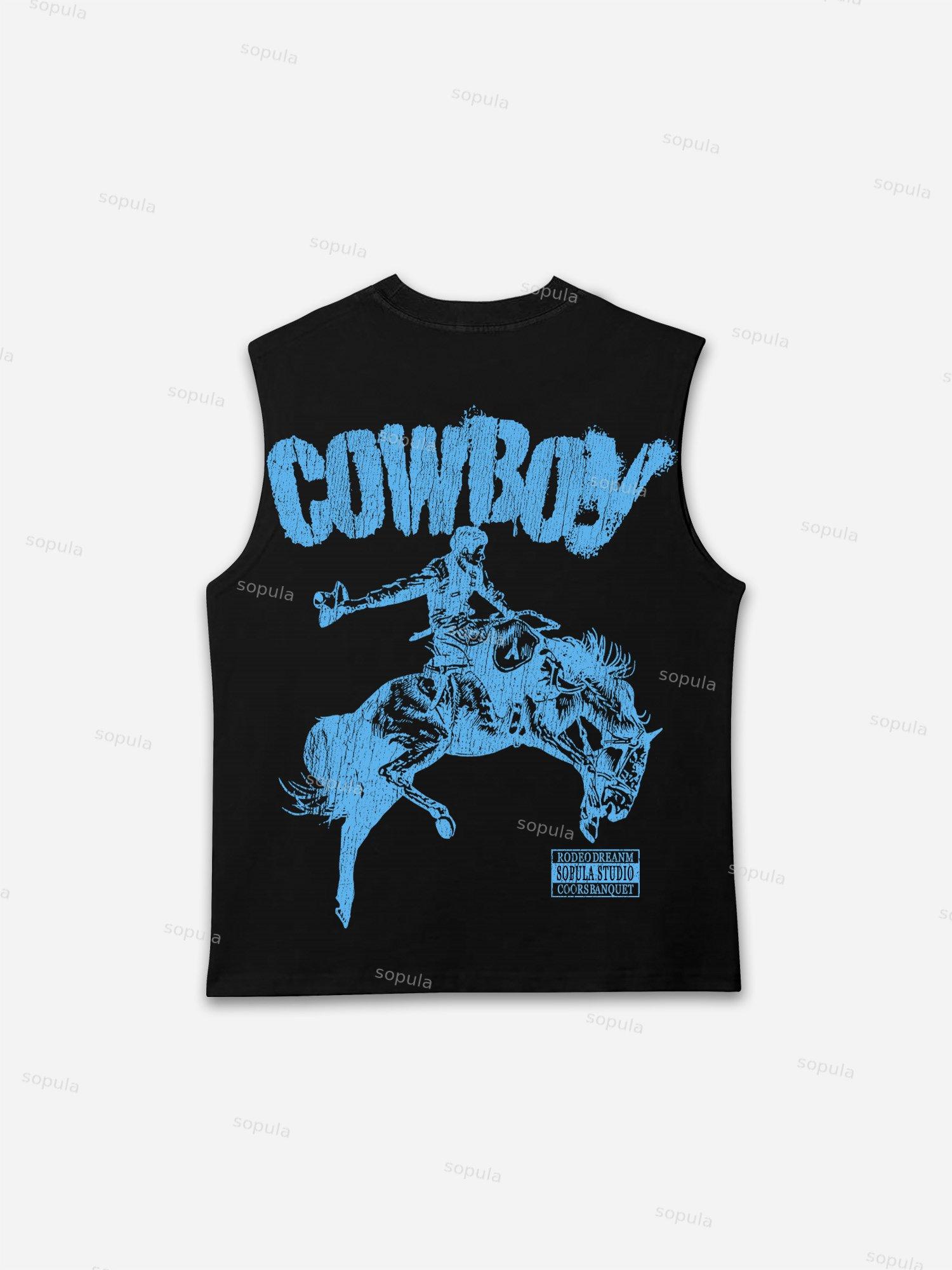 Cowboy Rodeo Street Graphic Print Tank Top Product Image