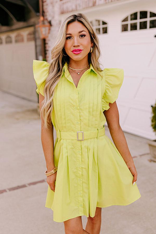 Take A Chance Ruffle Mini Dress in Lime Punch Product Image