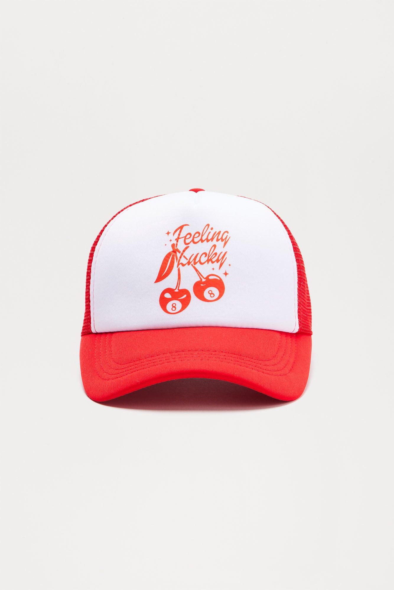 Got A Lucky Feeling Trucker Hat - Red/White Product Image