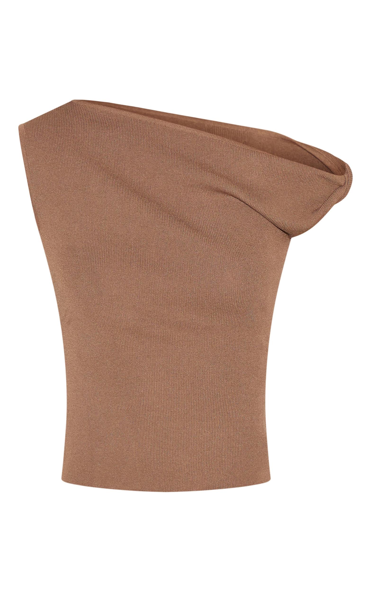 Mocha Fine Knit Twist Neck Vest Top Product Image