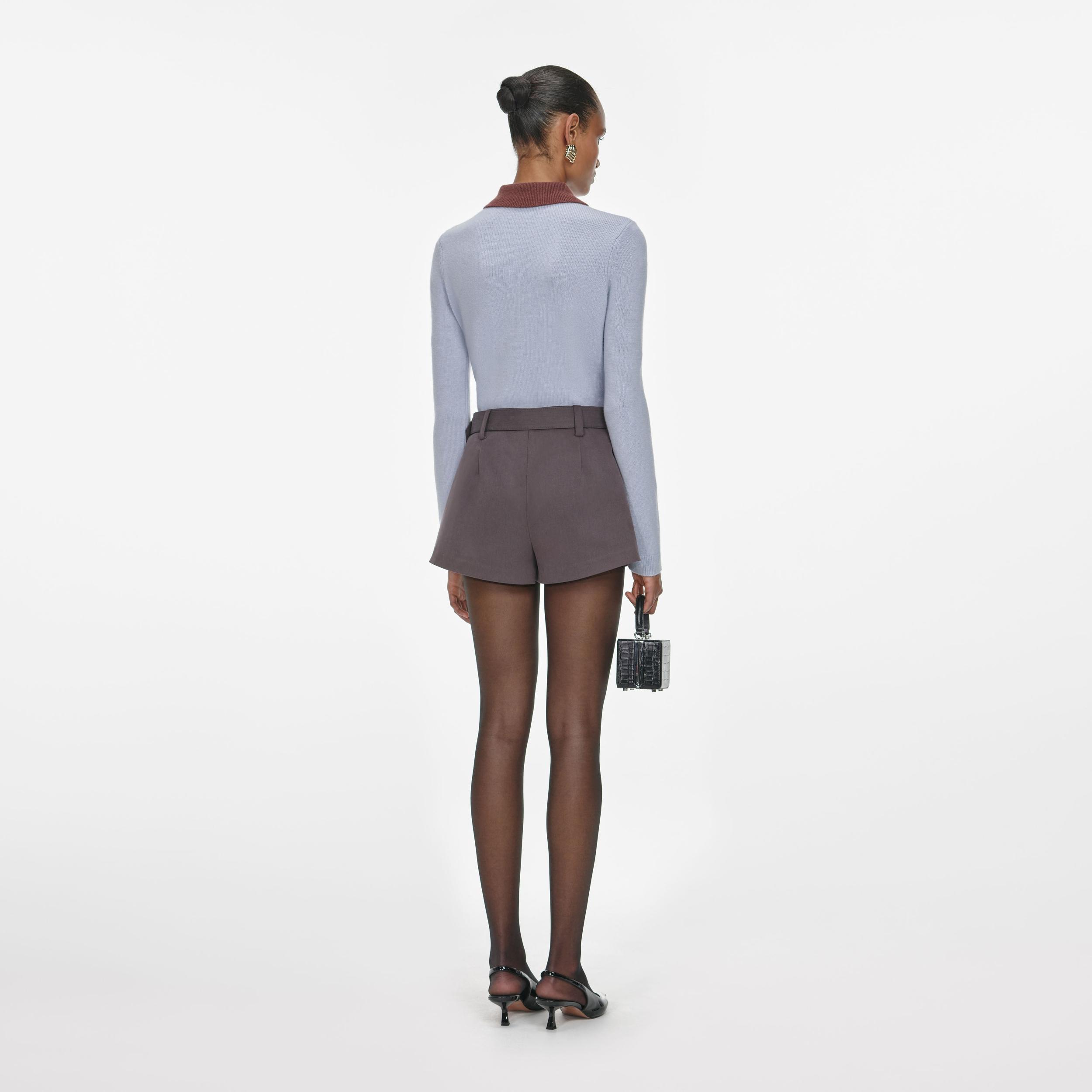 Blue Contrast Collar Knit Top Product Image