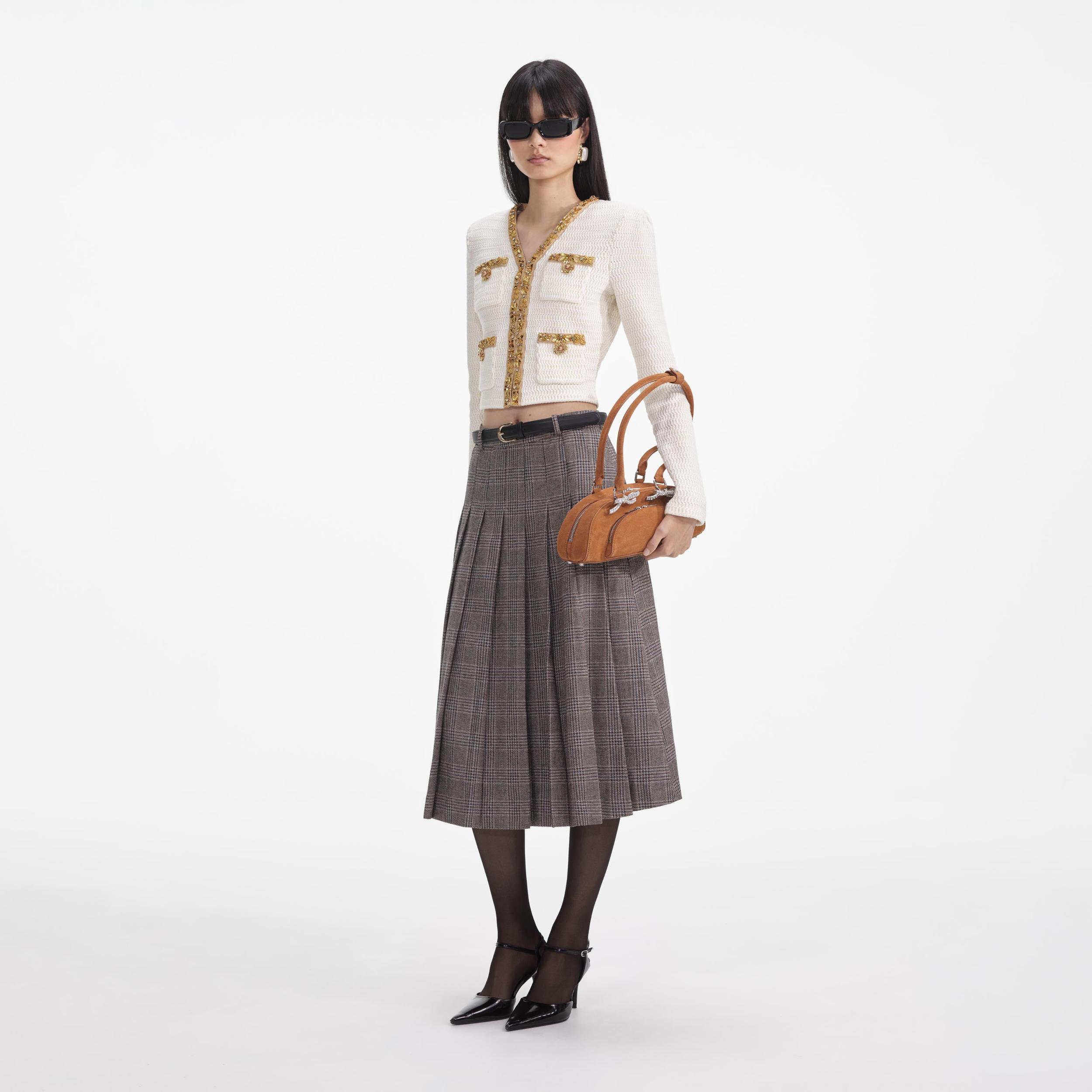 Cream Lurex Knit Cardigan Product Image