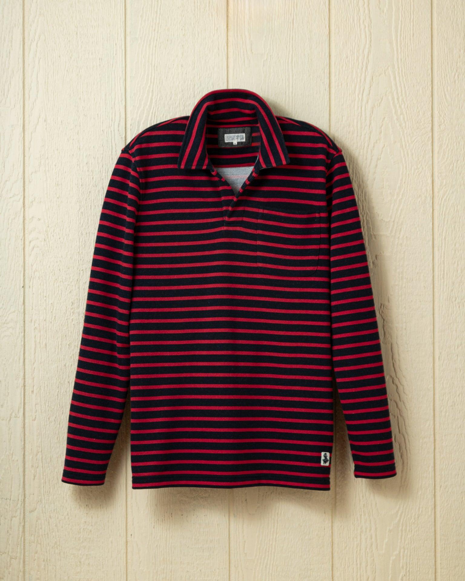 Acadia Polo in Navy/Breton Red Loopback Terry Product Image