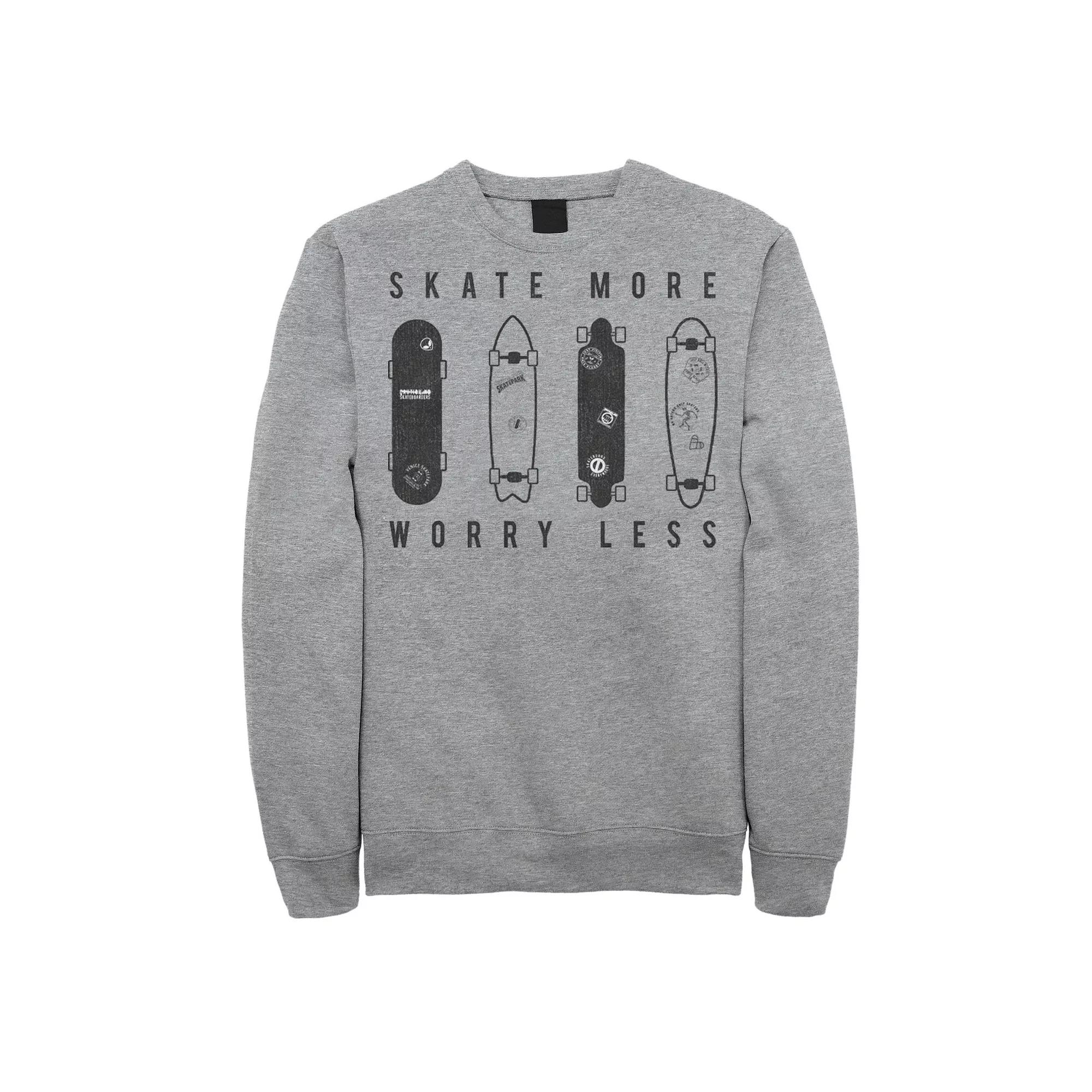Men's Skate More Worry Less Skateboard Lineup Sketch Sweatshirt,  Product Image