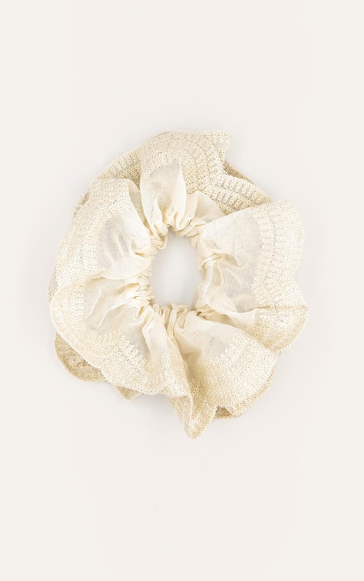 Cream Embroidered Scrunchie Product Image