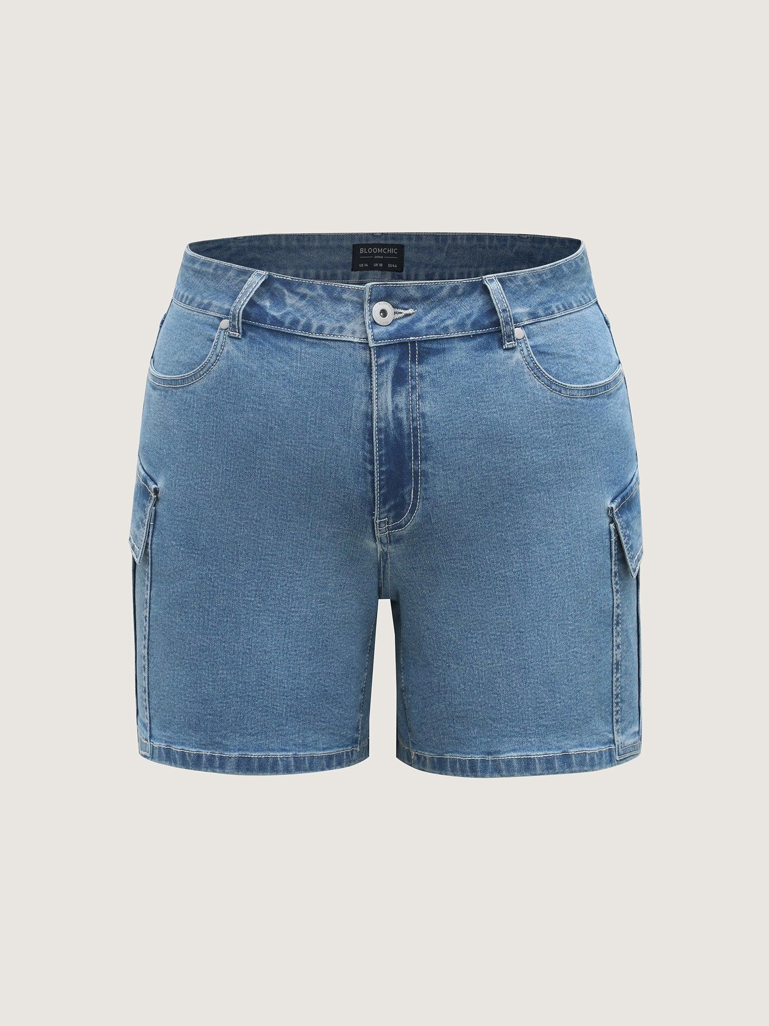 Side Pockets Wide-Leg Denim Shorts Female Product Image