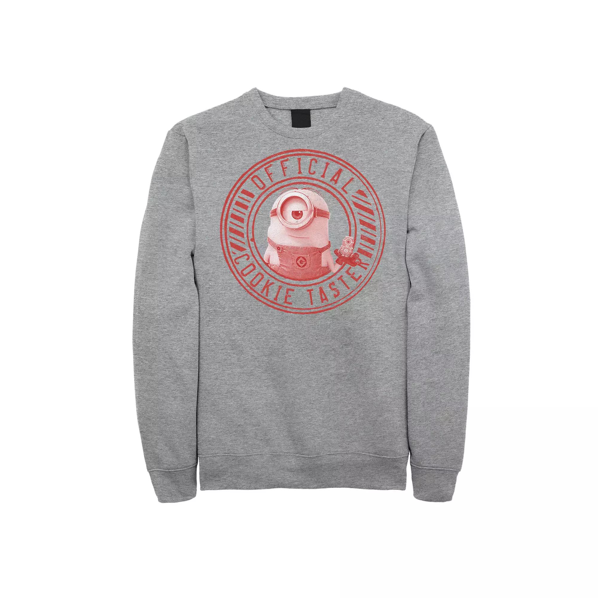 Men's Despicable Me Minions Cookie Taster Christmas Sweatshirt, Size: XL, Athletic Grey Product Image
