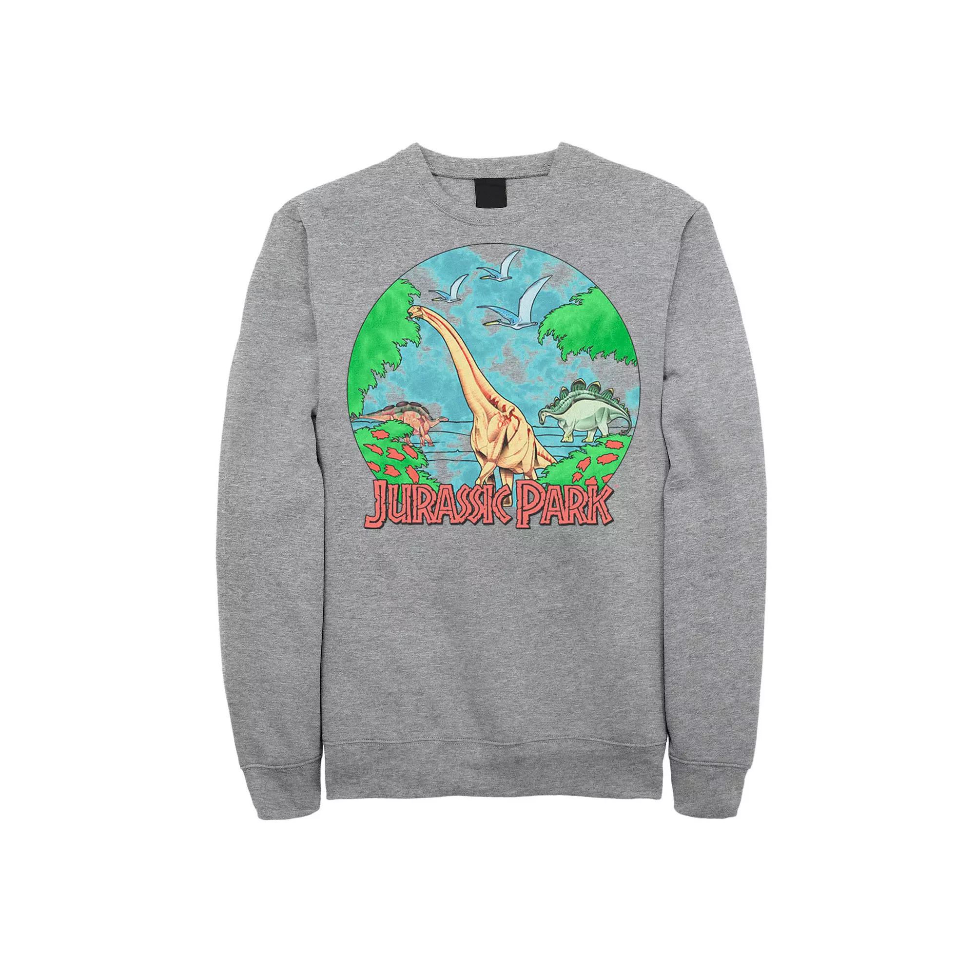 Men's Jurassic Park Retro Globe Watercolor Scene Sweatshirt,  Product Image