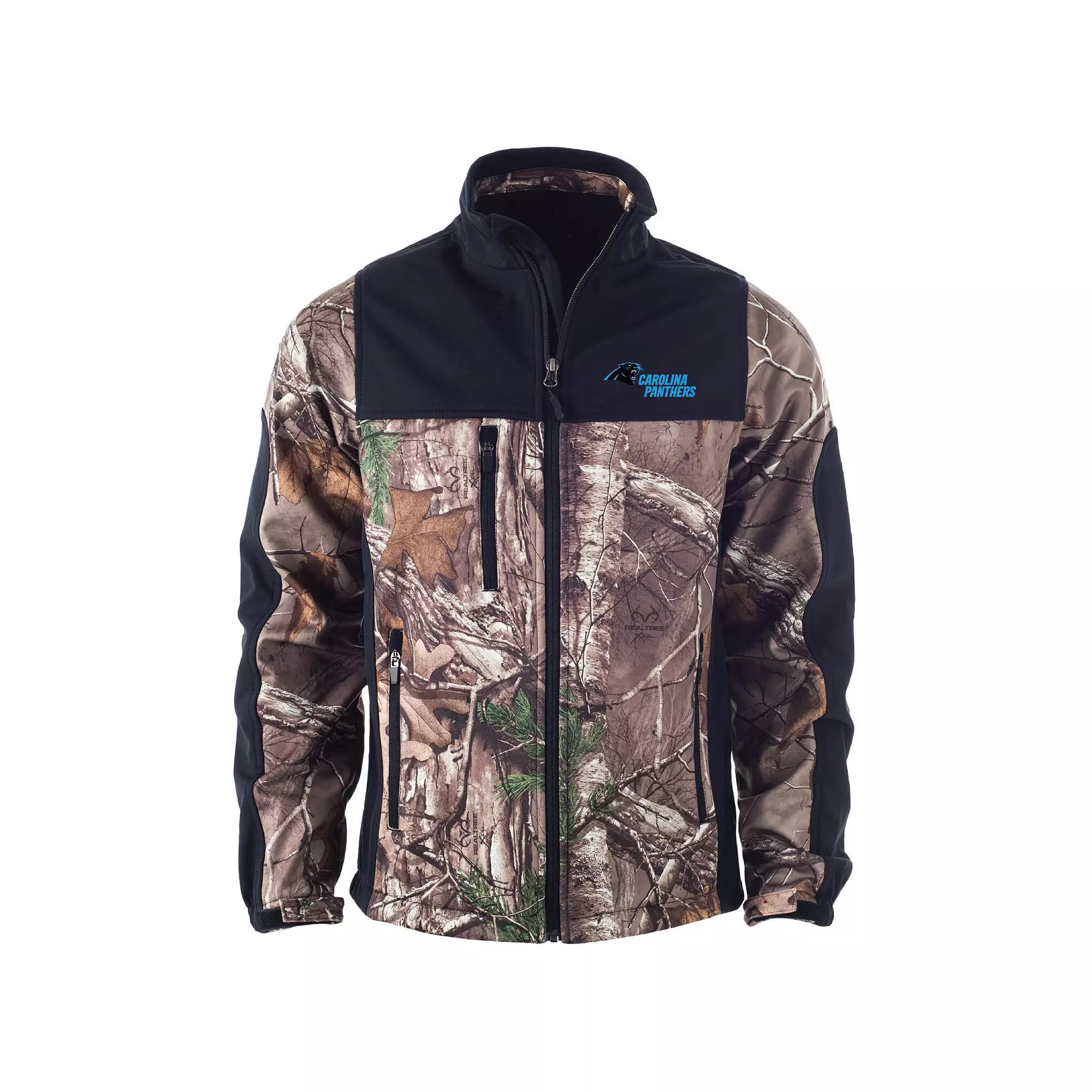 Men's Dunbrooke Realtree Camo/Black Carolina Panthers Circle Hunter Softshell Full-Zip Jacket,  Product Image
