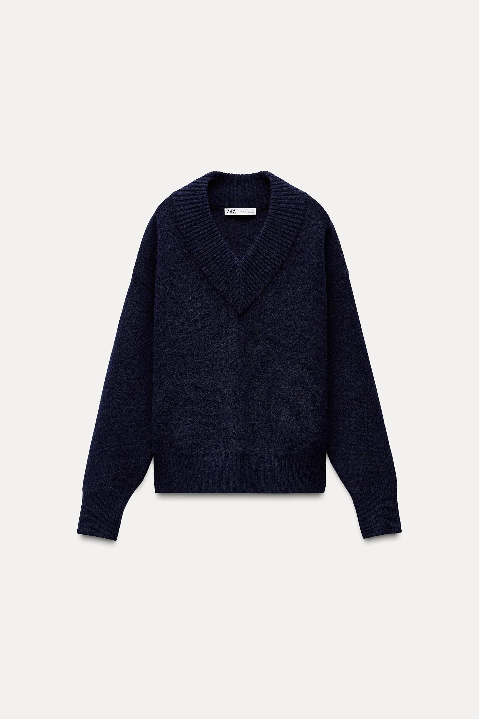 BASIC V-NECK KNIT SWEATER Product Image
