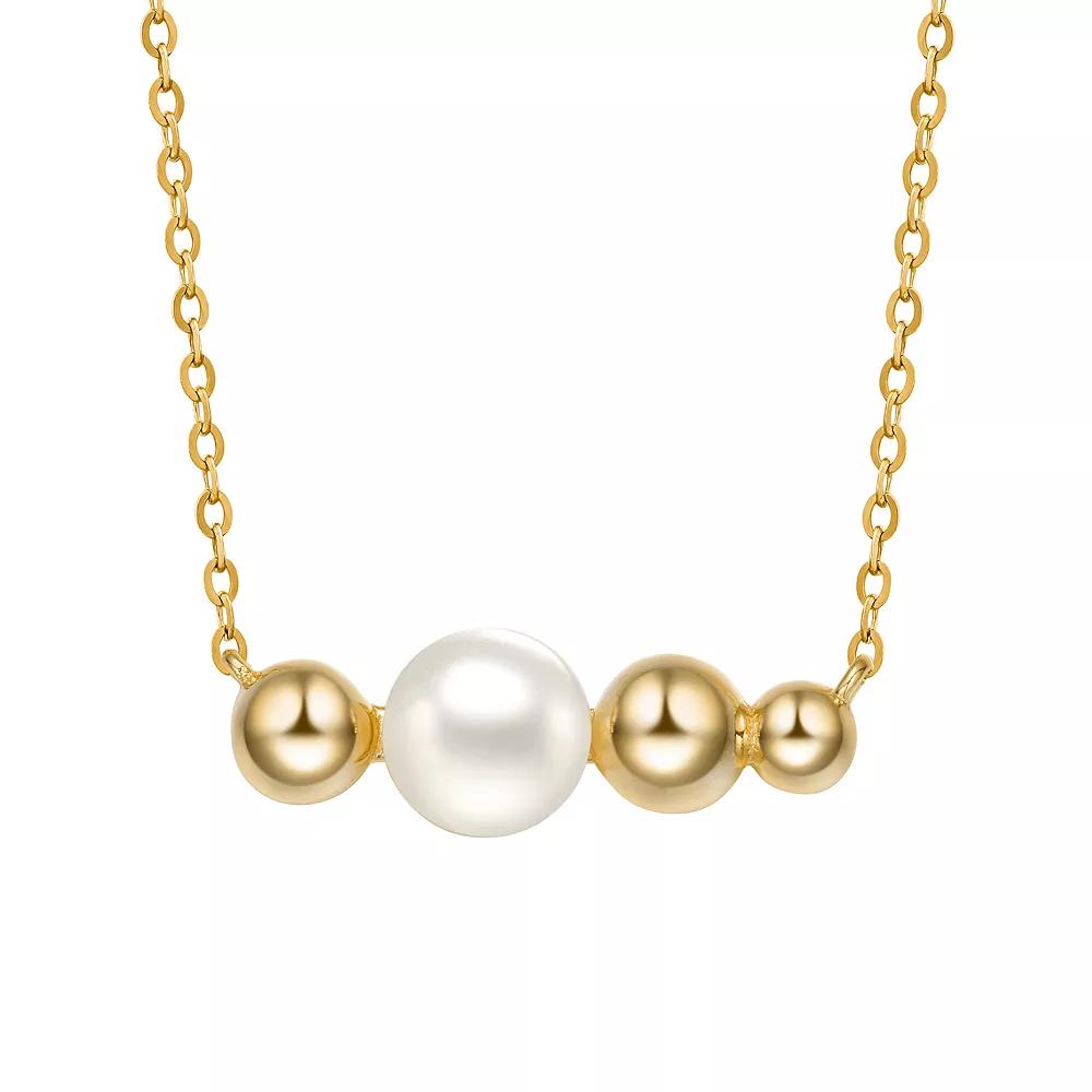 14k Gold Sterling Silver Freshwater Cultured Pearl Necklace, Womens Gold Tone Product Image