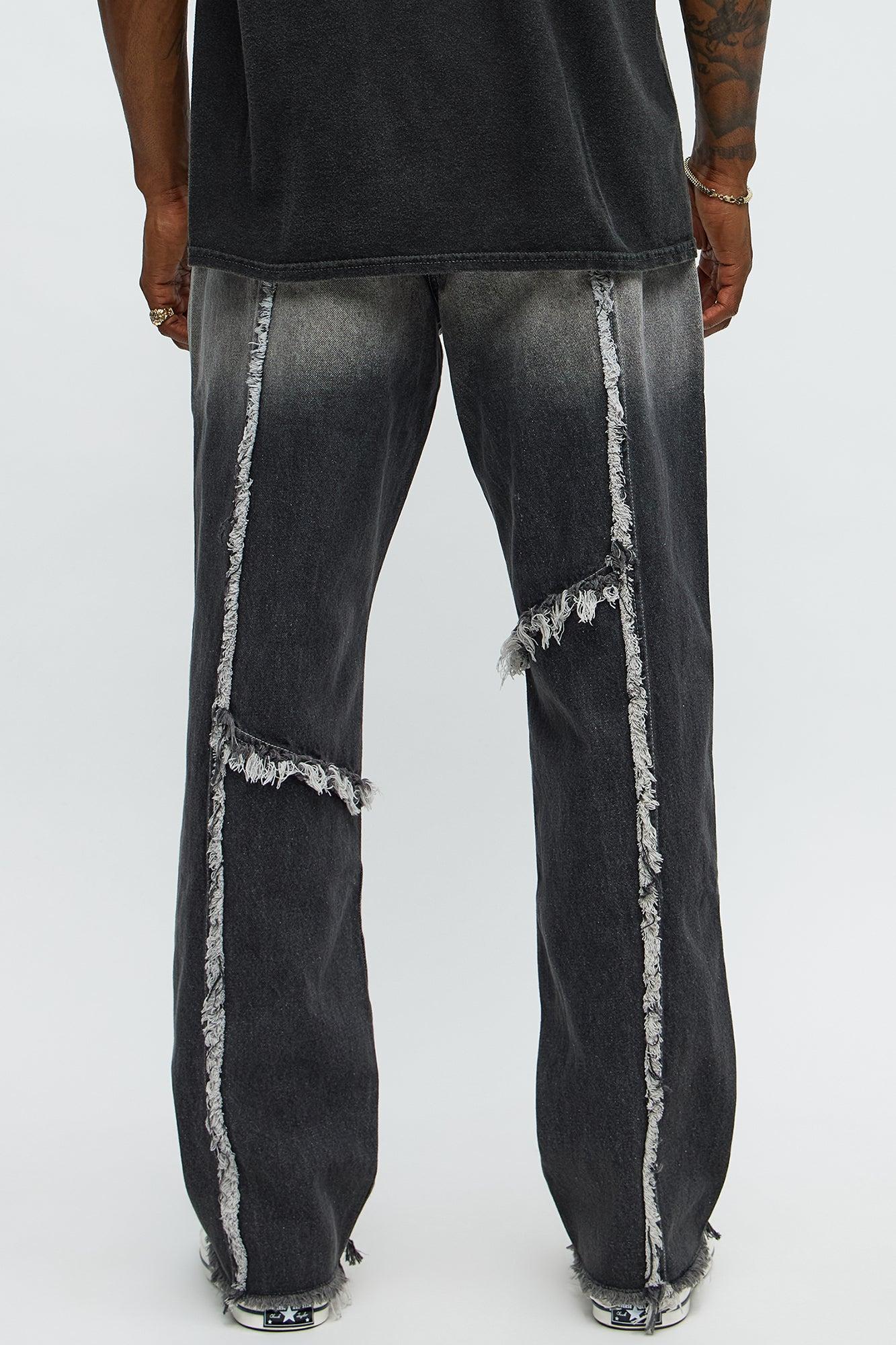 Im Faded Frayed Straight Jeans - Black Wash Product Image