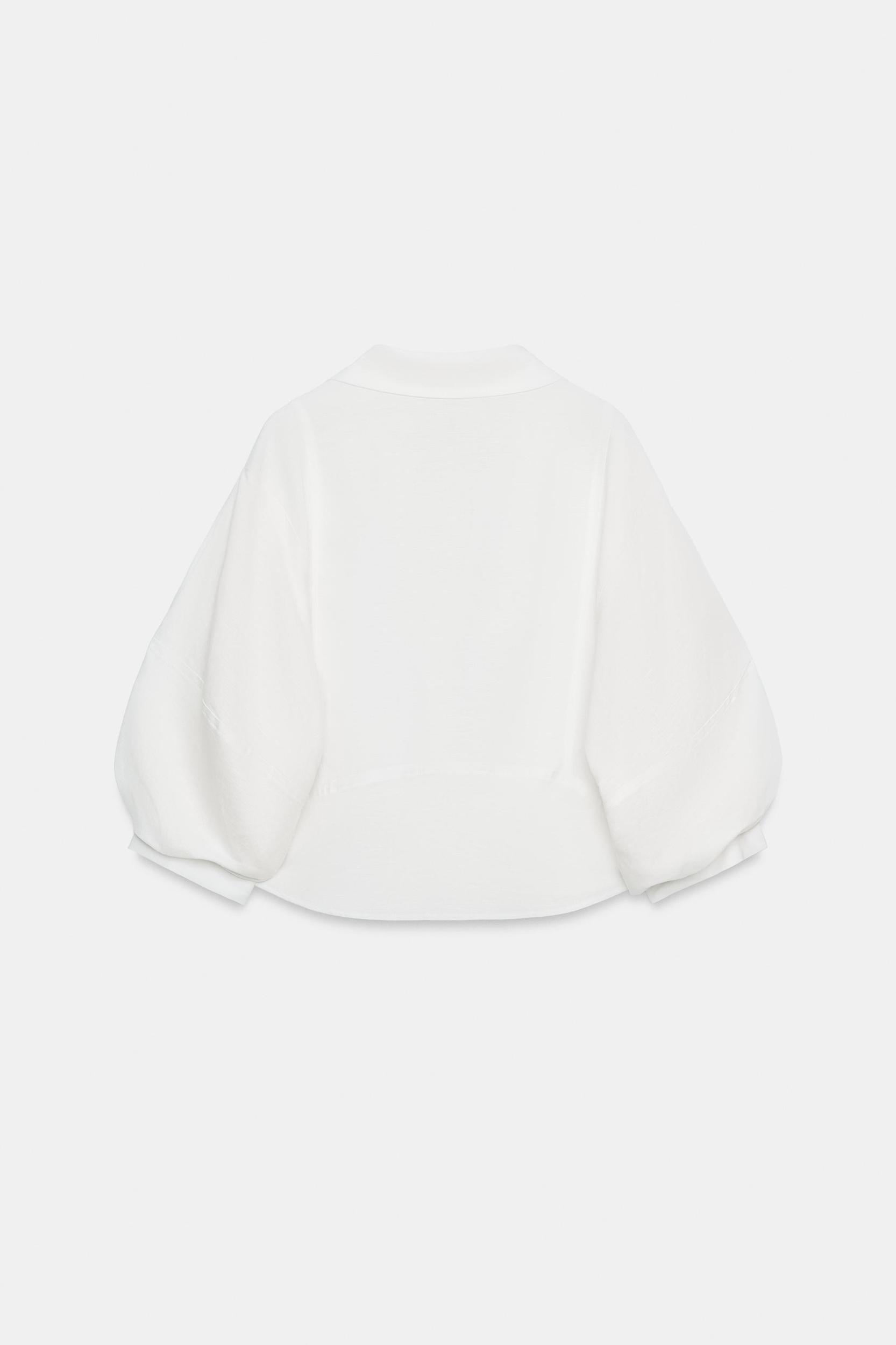 LINEN BLEND BALLOON SLEEVE SHIRT Product Image