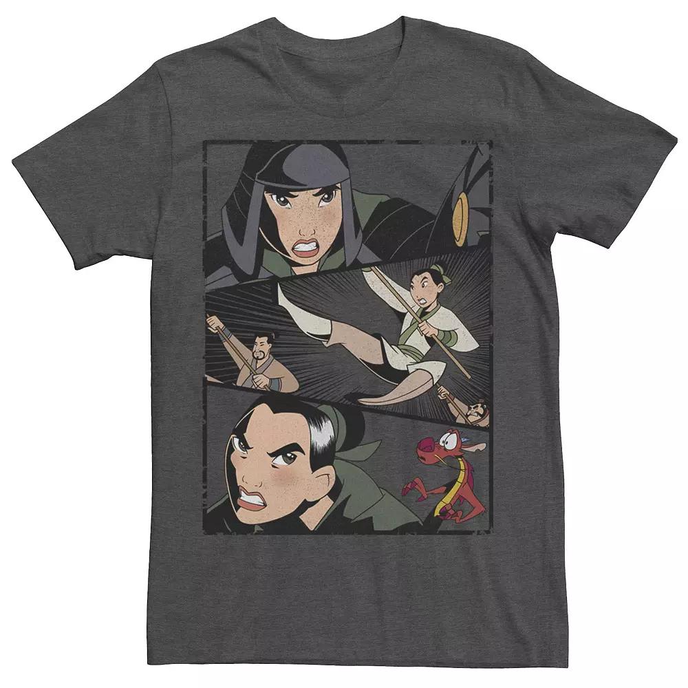 Mens Disneys Mulan Angry Warrior Princess Panel Tee Grey Heather Product Image