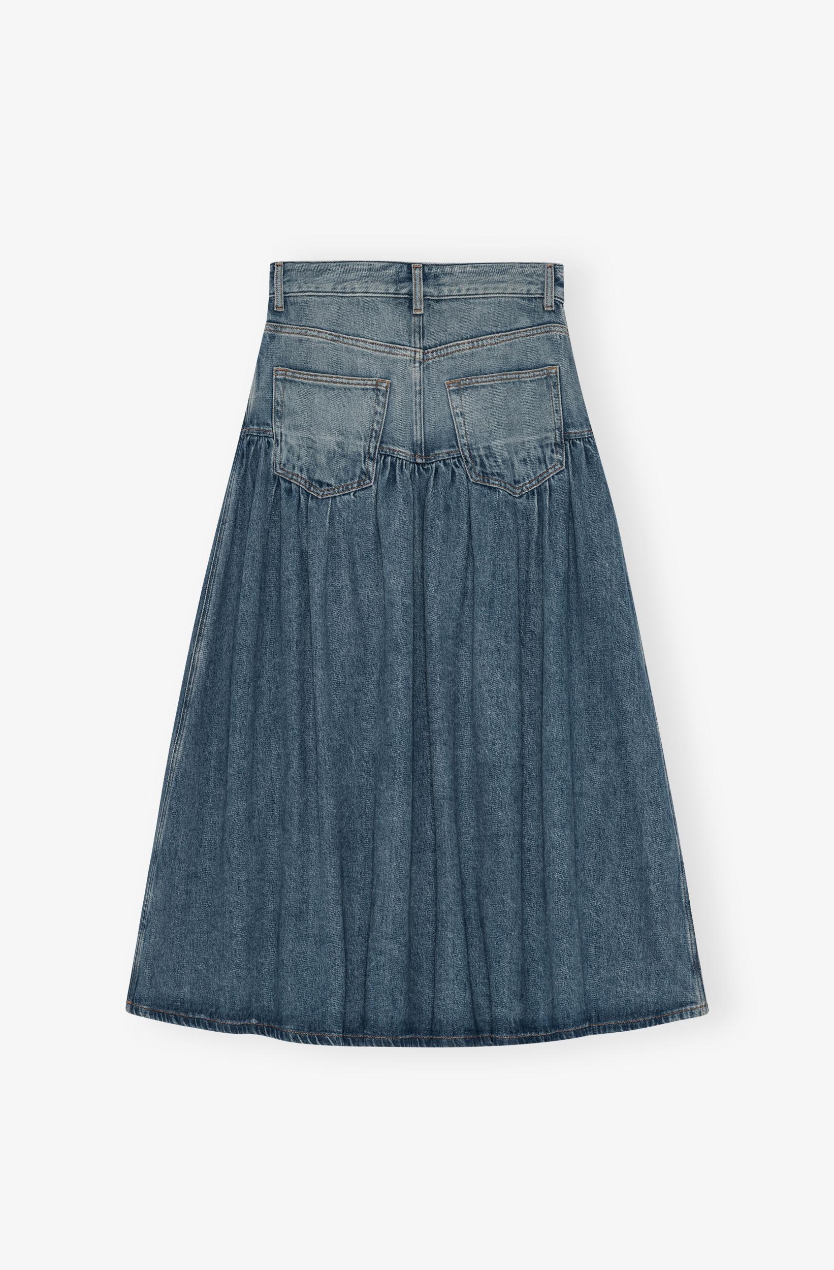 Mid Blue Washed Denim Skirt Product Image