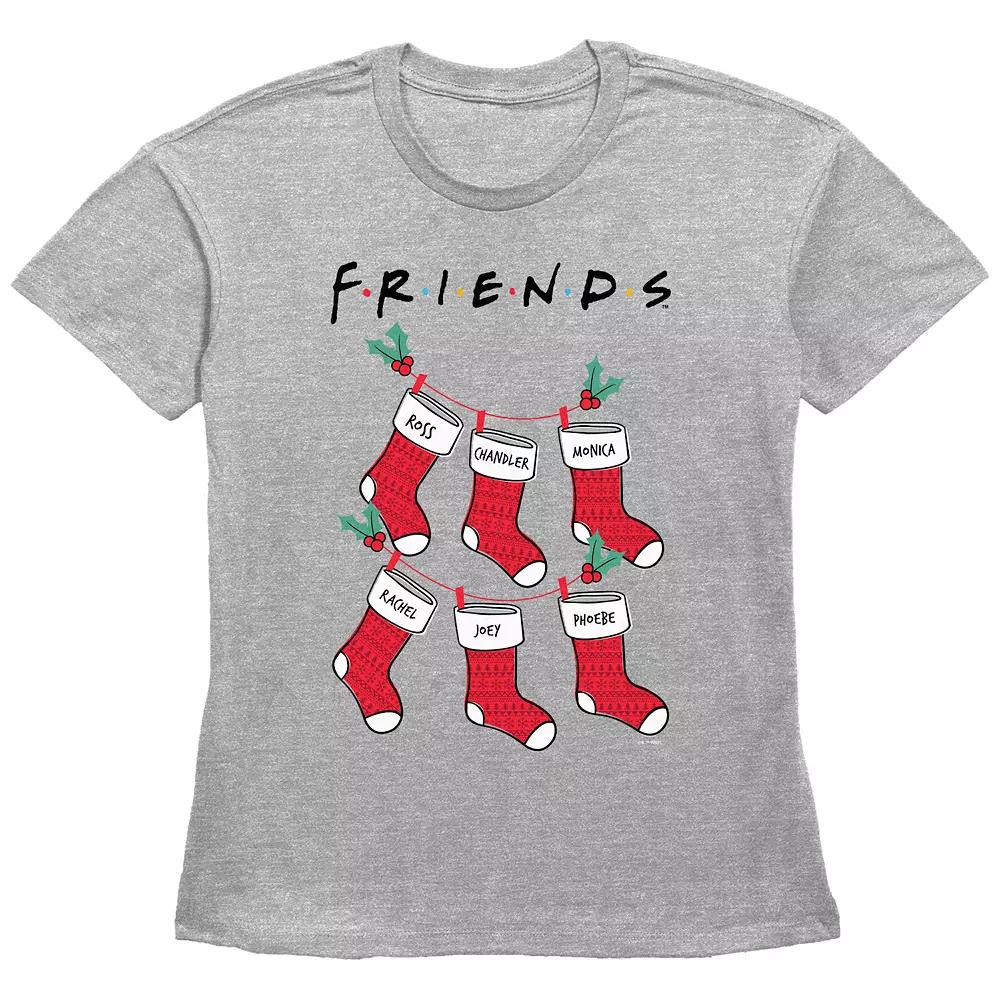 Women's Friends Christmas Stockings Graphic Tee,  Product Image